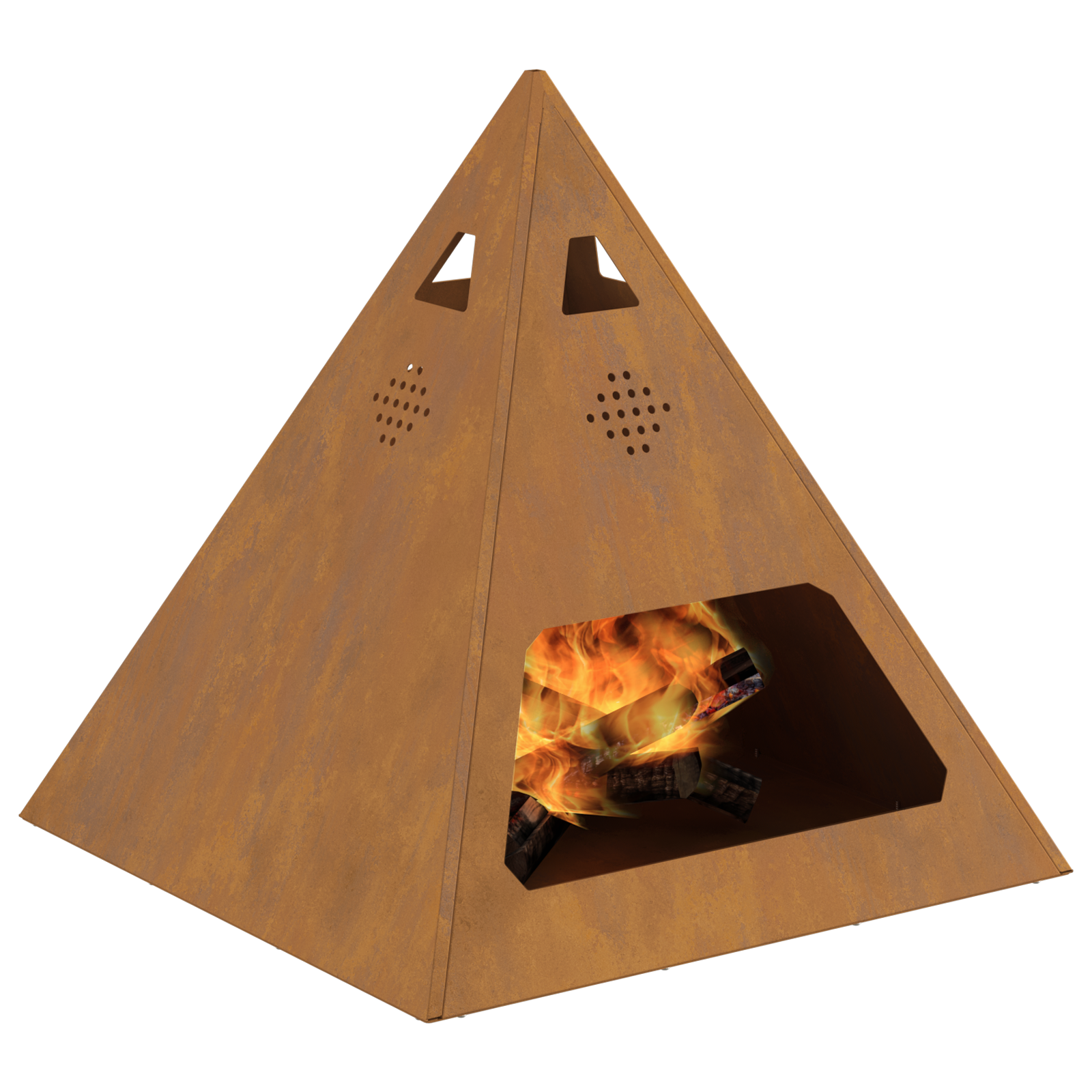 Fire Pit Pyramid 50x50x51 cm Weathering Steel - Image 3