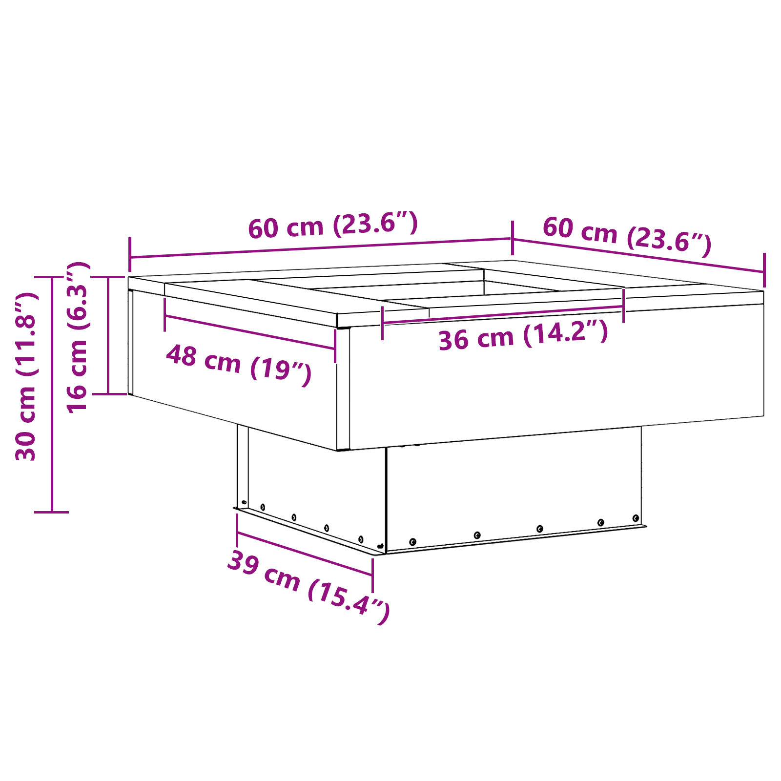 Fire Pit Square Black 60x60x30 cm Steel - Image 10