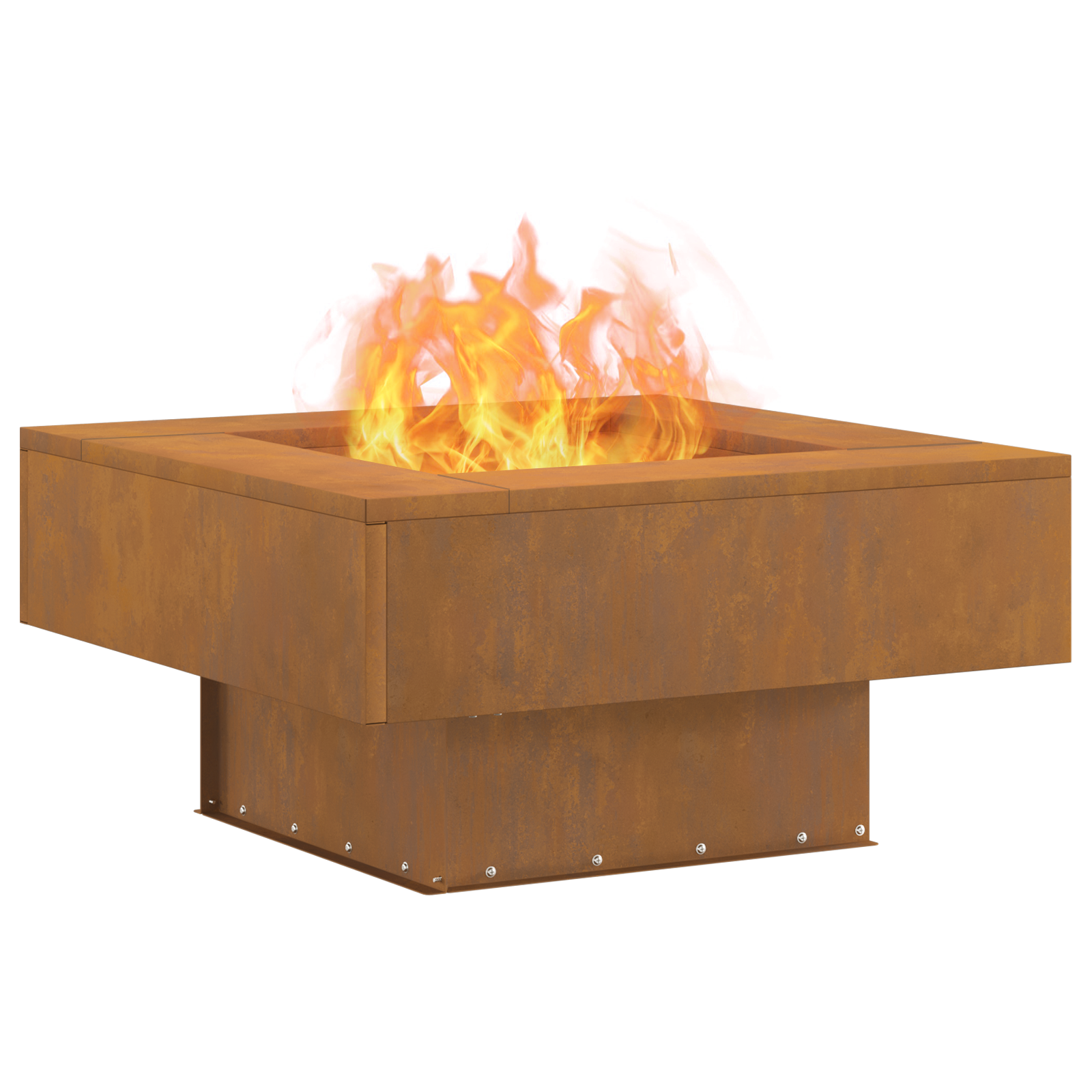 Square Fire Pit 60x60x30 cm Weathered Steel - Image 3