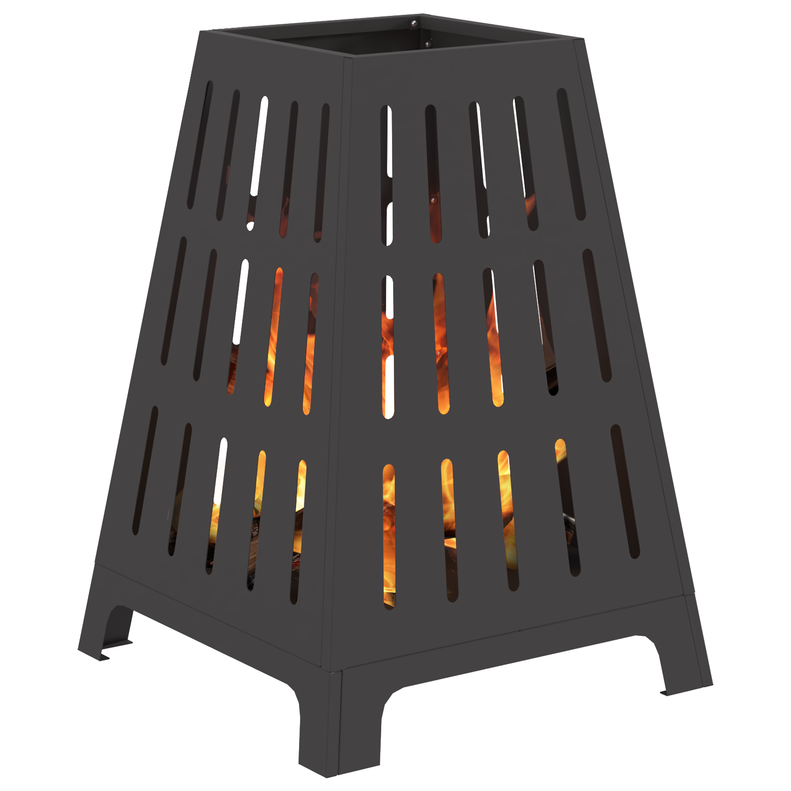 Fire Pit Square Black 50x50x70 cm Steel - Image 3