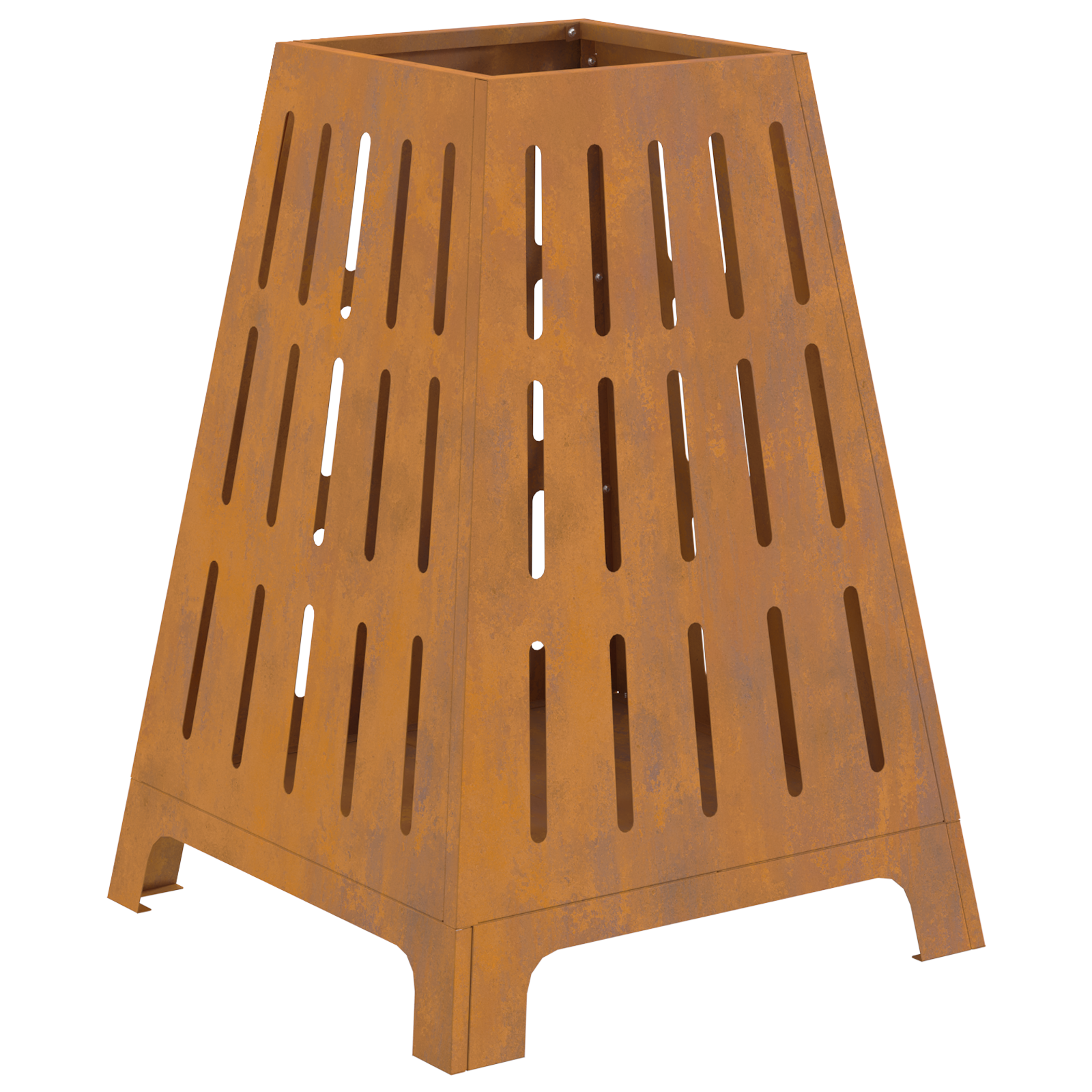 Fire Pit Square 50x50x70 cm Weathering Steel - Image 2