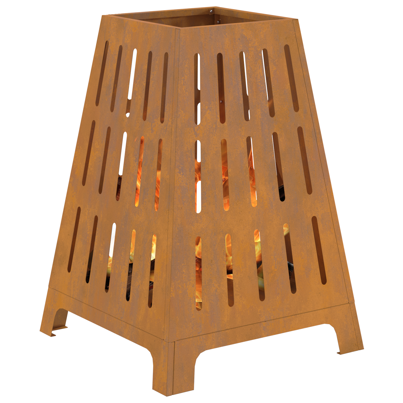 Fire Pit Square 50x50x70 cm Weathering Steel - Image 3