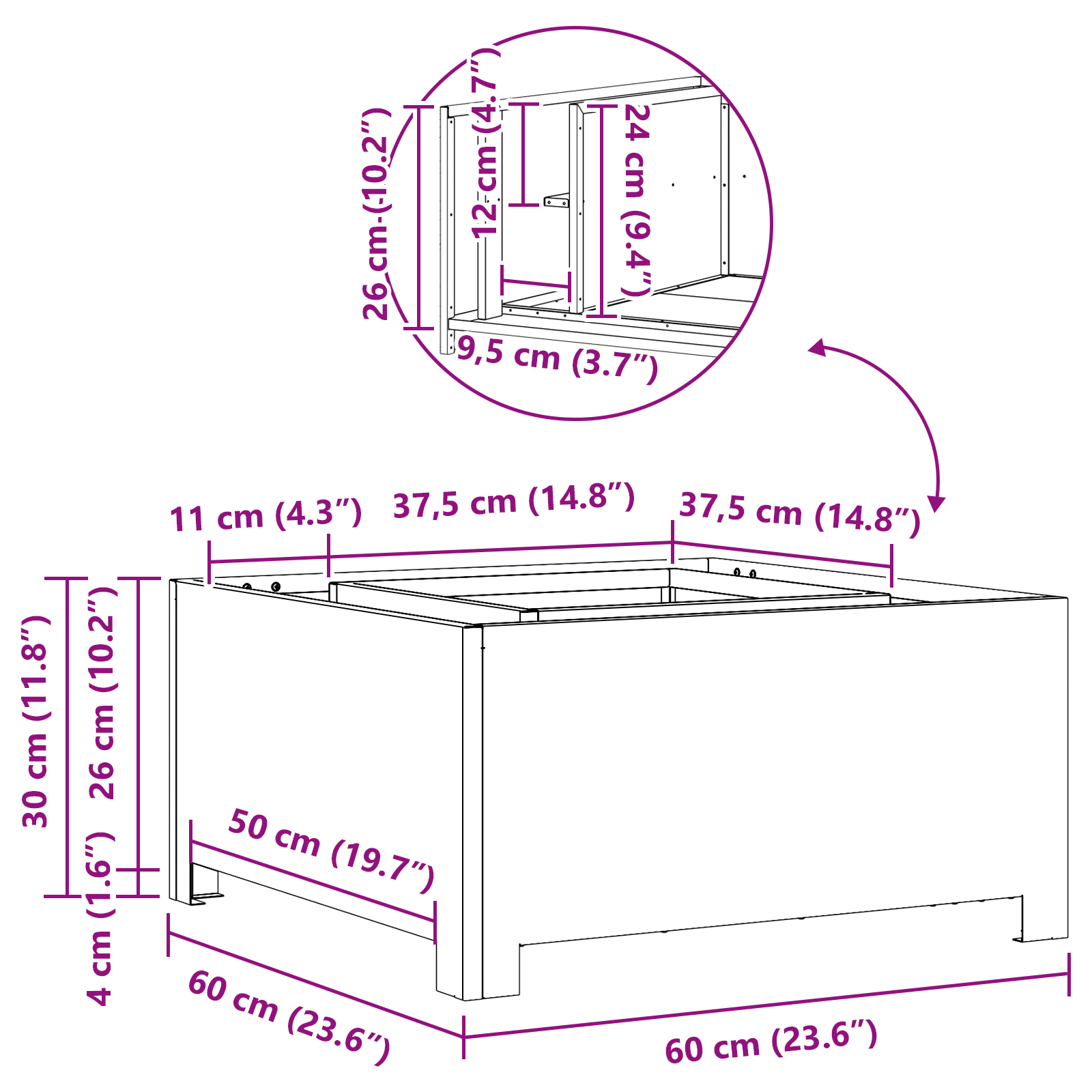 Fire Pit Square Black 60x60x30 cm Steel - Image 9