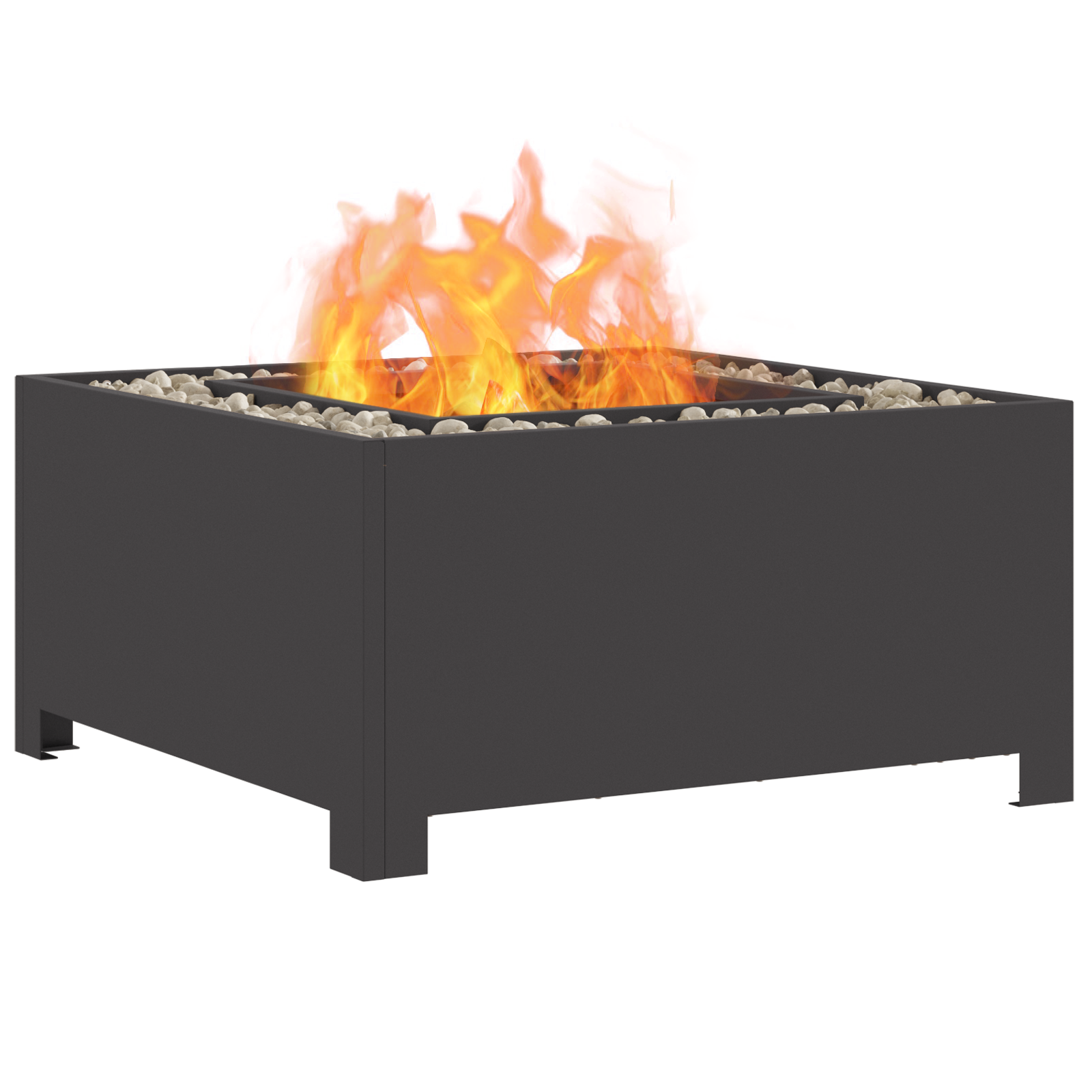 Fire Pit Square Black 60x60x30 cm Steel - Image 3