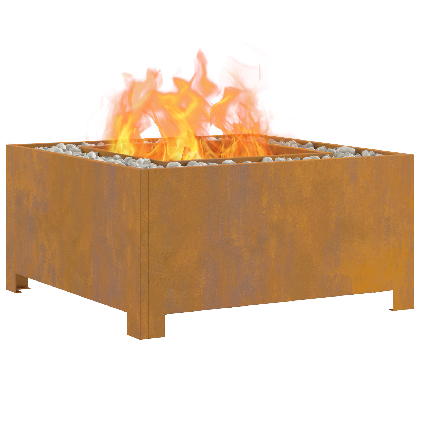 Fire Pit Square 60x60x30 cm Weathering Steel - Image 3