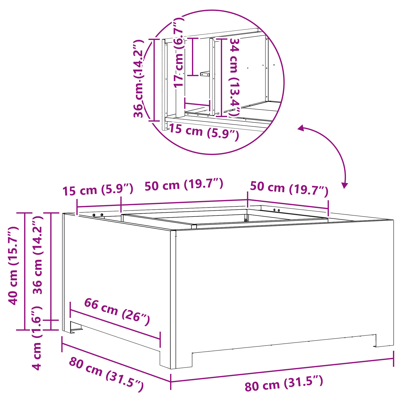 Fire Pit Square Black 80x80x40 cm Steel - Image 8