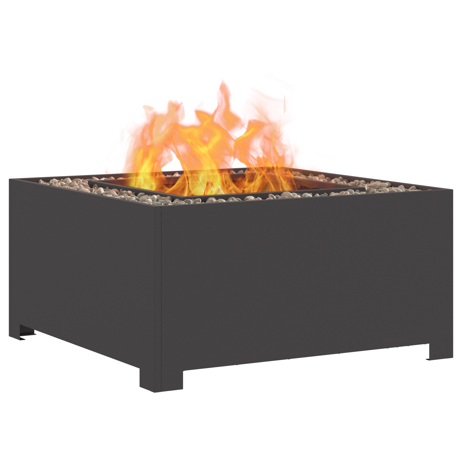 Fire Pit Square Black 80x80x40 cm Steel - Image 3
