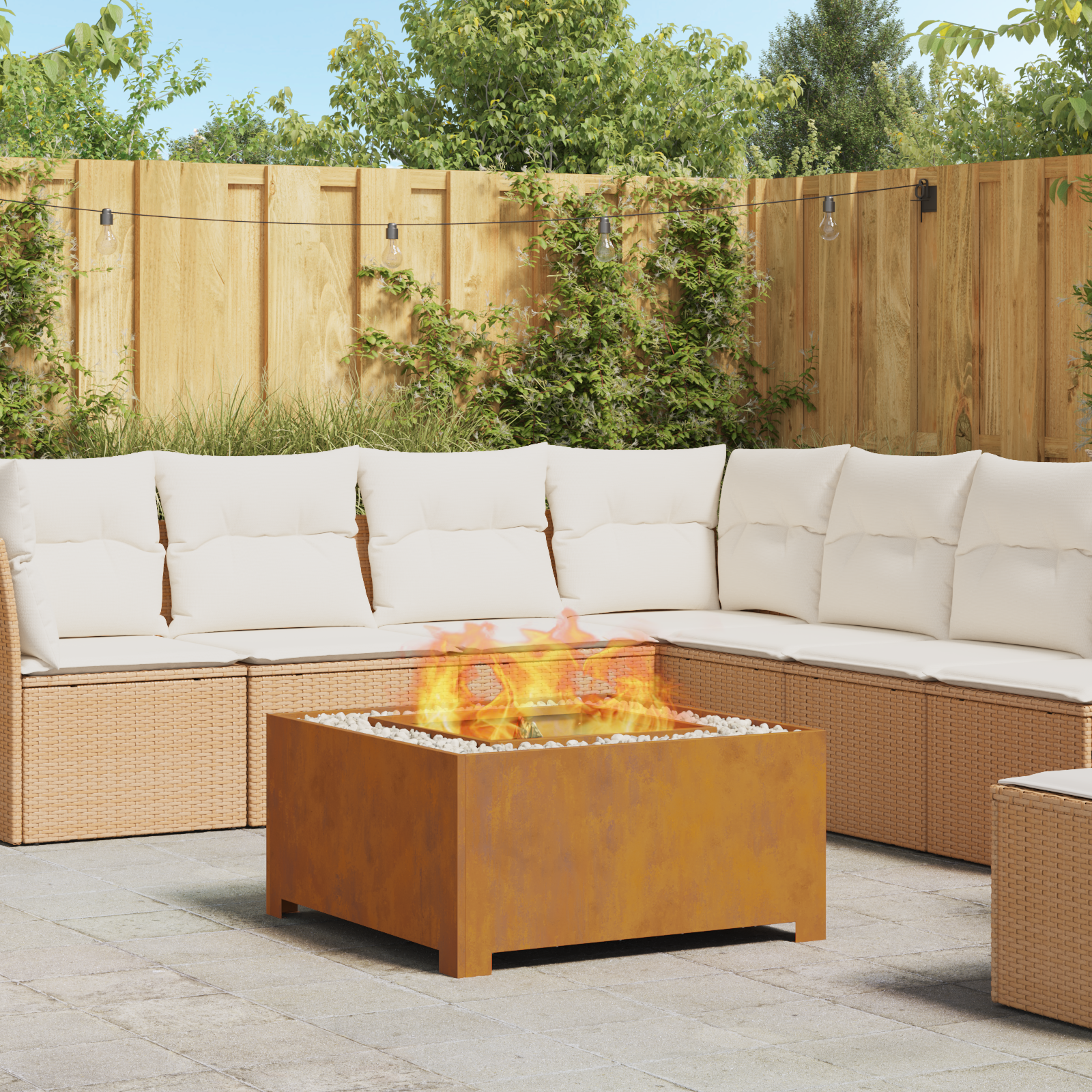 Fire Pit Square 80x80x40 cm Weathering Steel