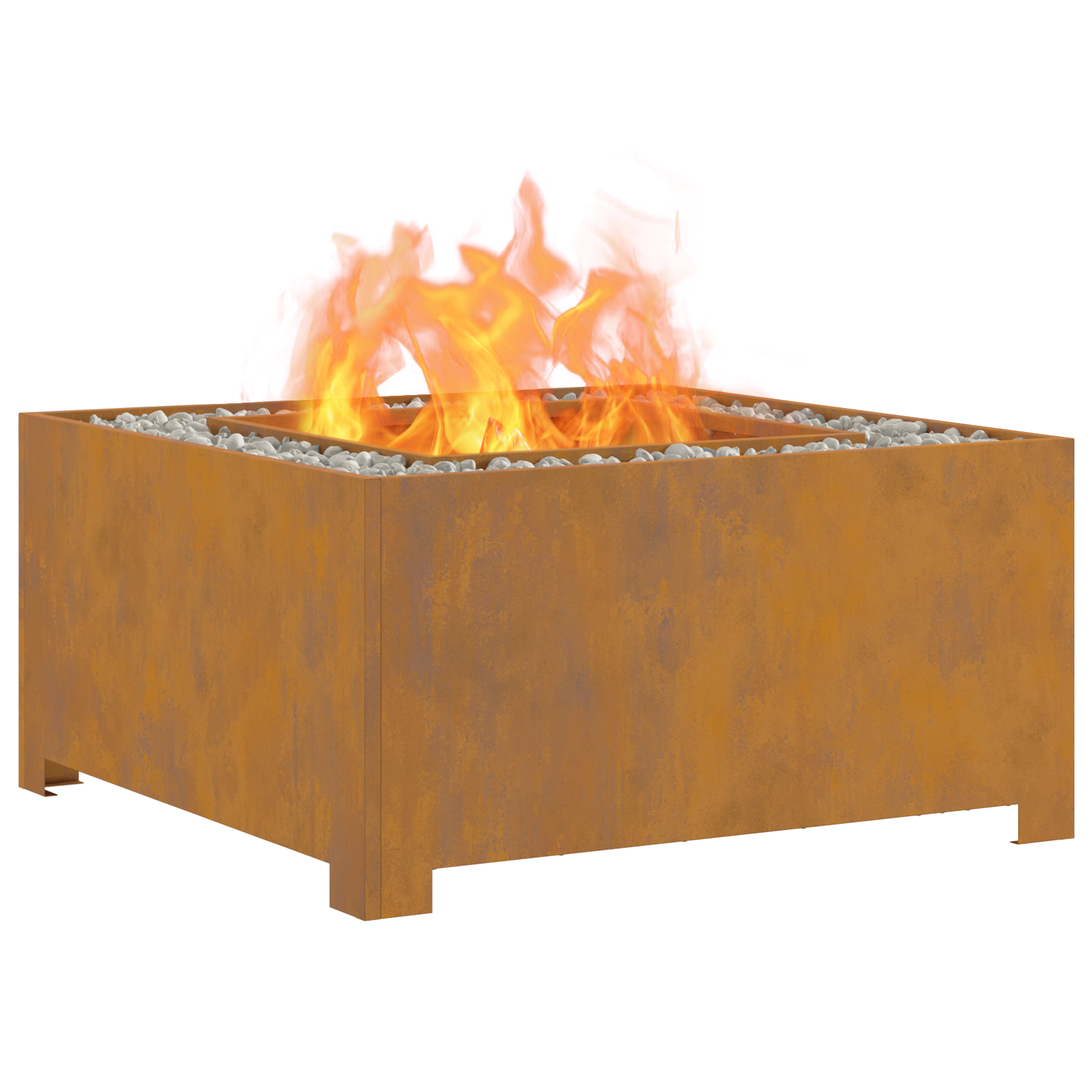 Fire Pit Square 80x80x40 cm Weathering Steel - Image 3