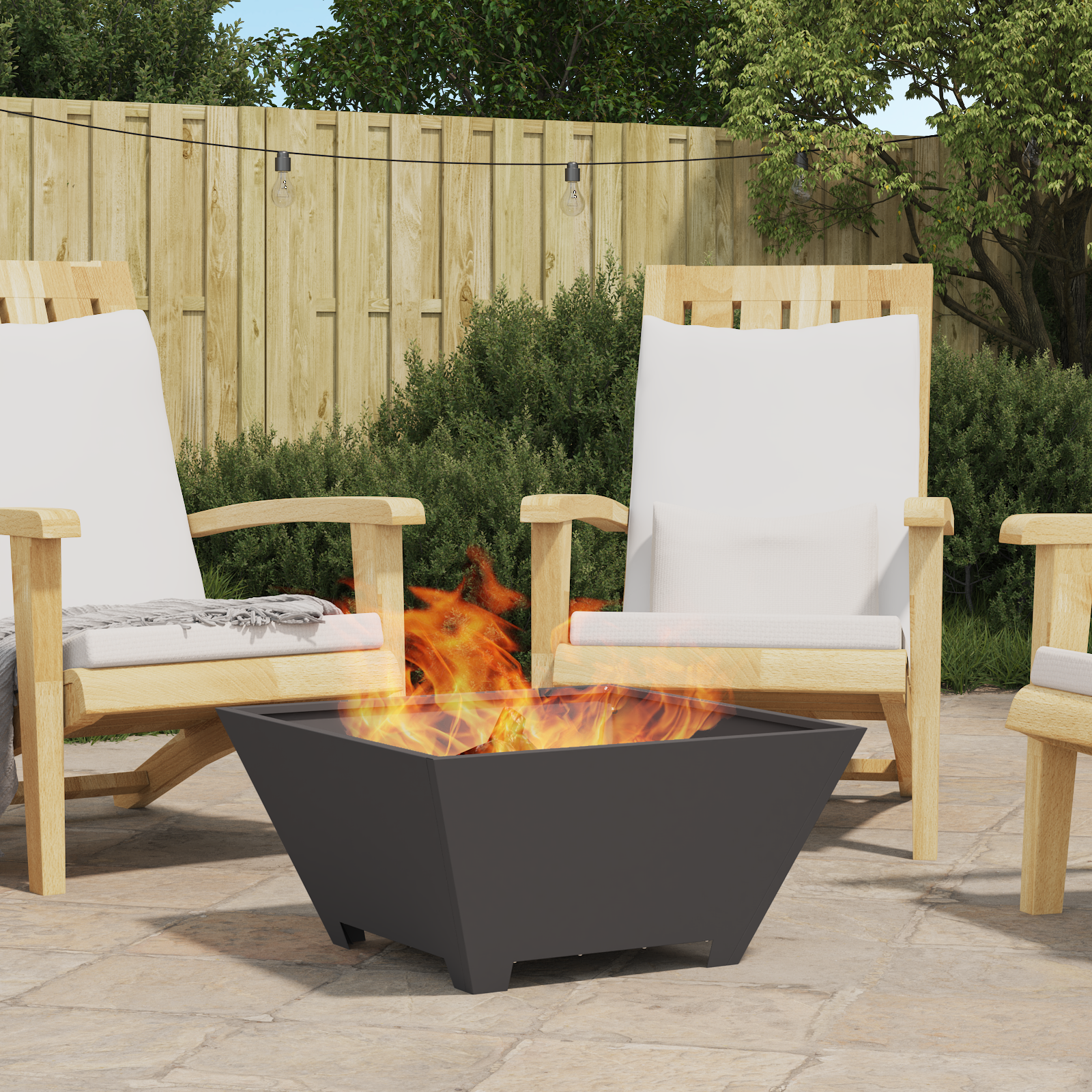 Fire Pit Square Black 60x60x30 cm Steel