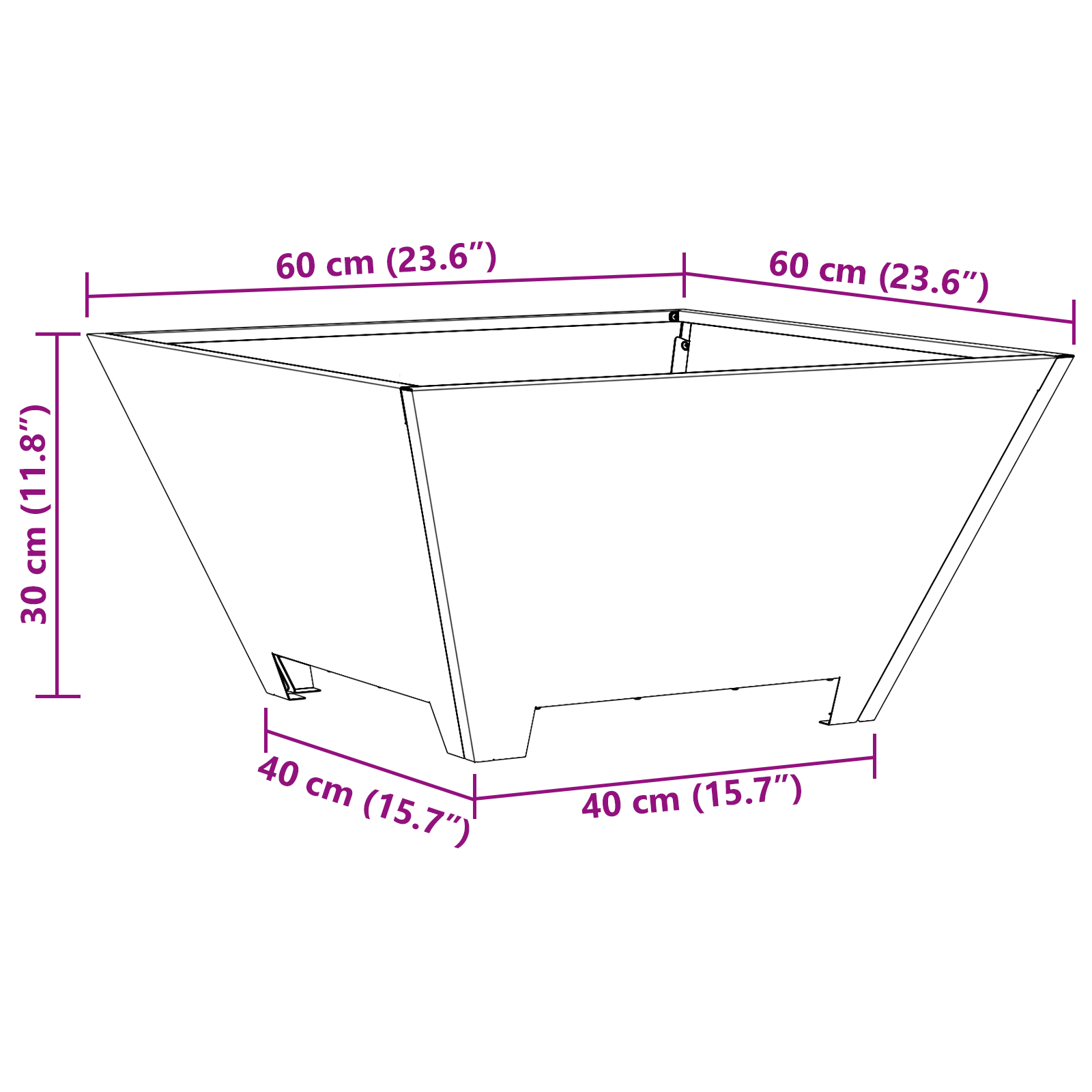Fire Pit Square Black 60x60x30 cm Steel - Image 10