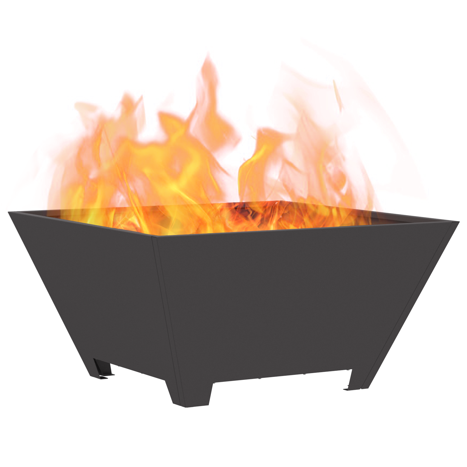 Fire Pit Square Black 60x60x30 cm Steel - Image 3