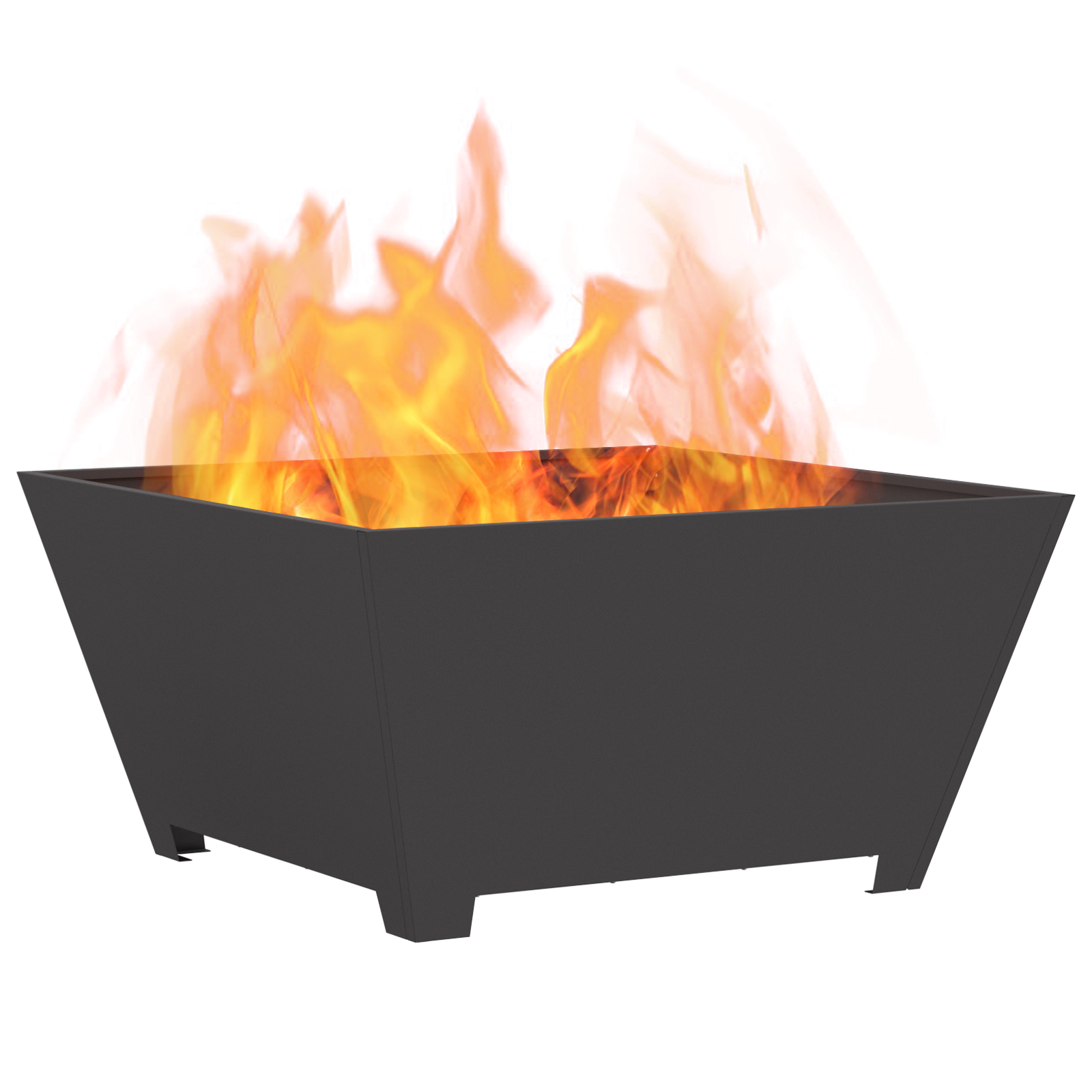 Fire Pit Square Black 80x80x40 cm Steel - Image 3