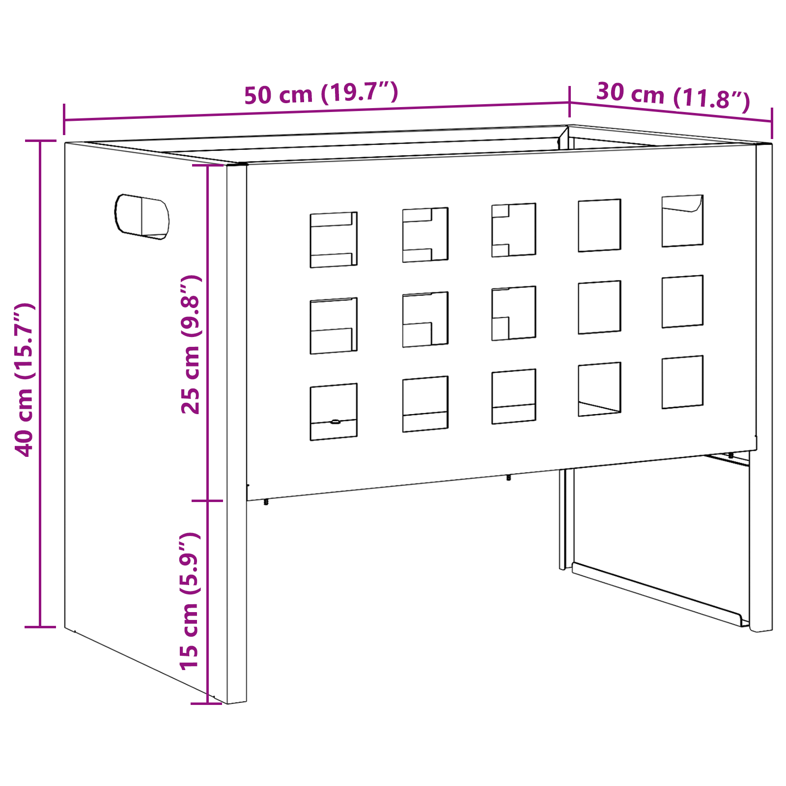Fire Pit Rectangular Black 50x30x40 cm Steel - Image 11