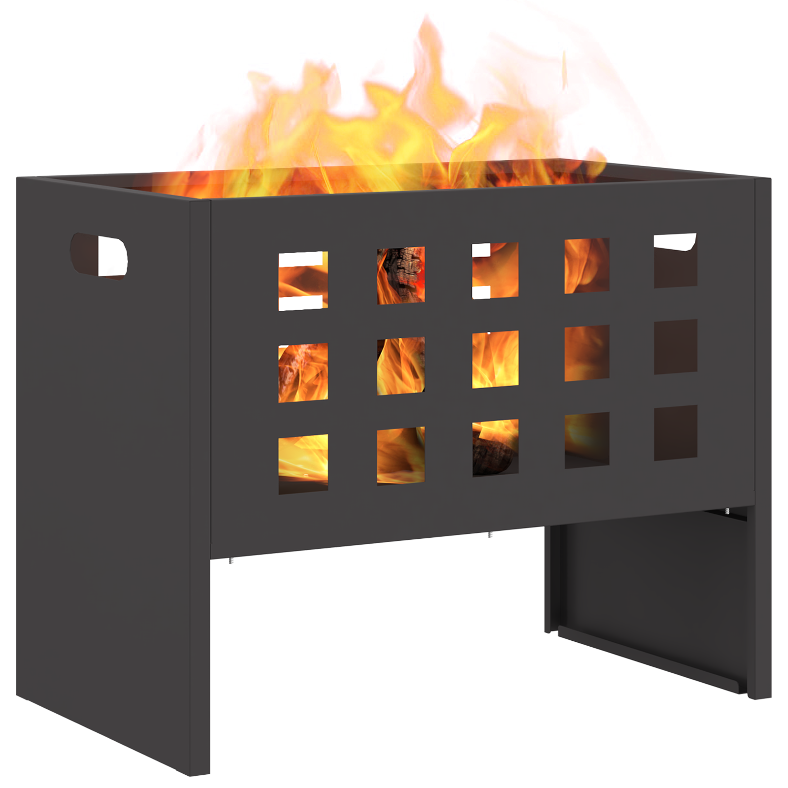 Fire Pit Rectangular Black 50x30x40 cm Steel - Image 3