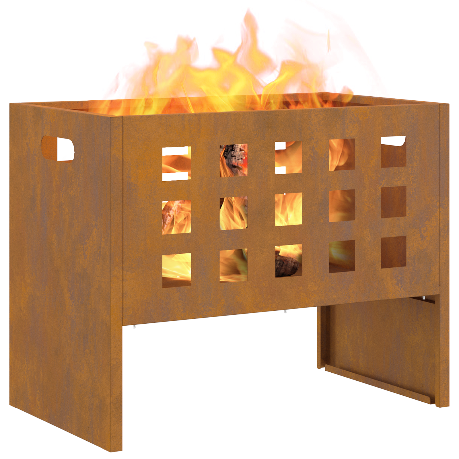 Fire Pit Rectangular 50x30x40 cm Weathering Steel - Image 3