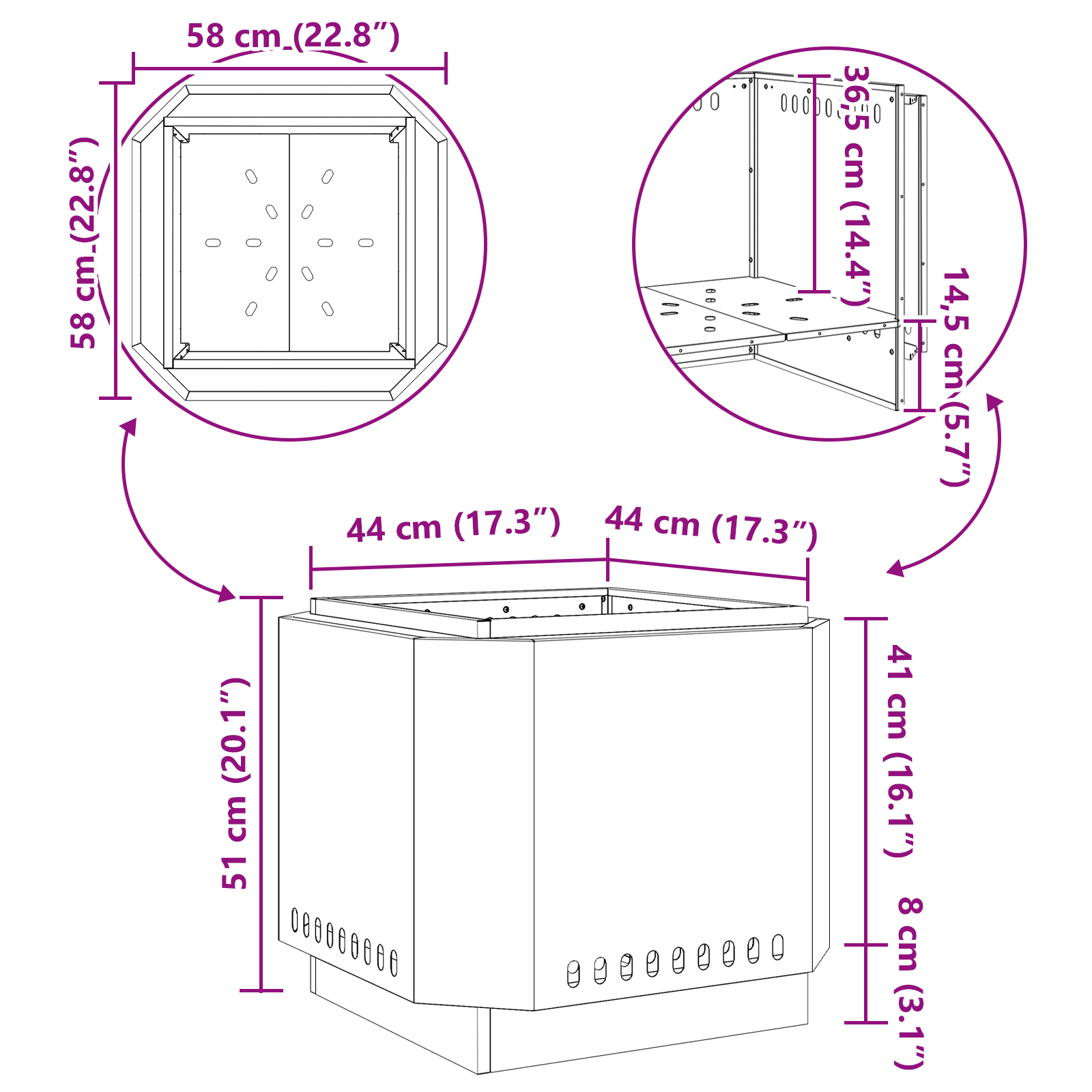 Smokeless Fire Pit 58x58x51 cm Weathering Steel - Image 11