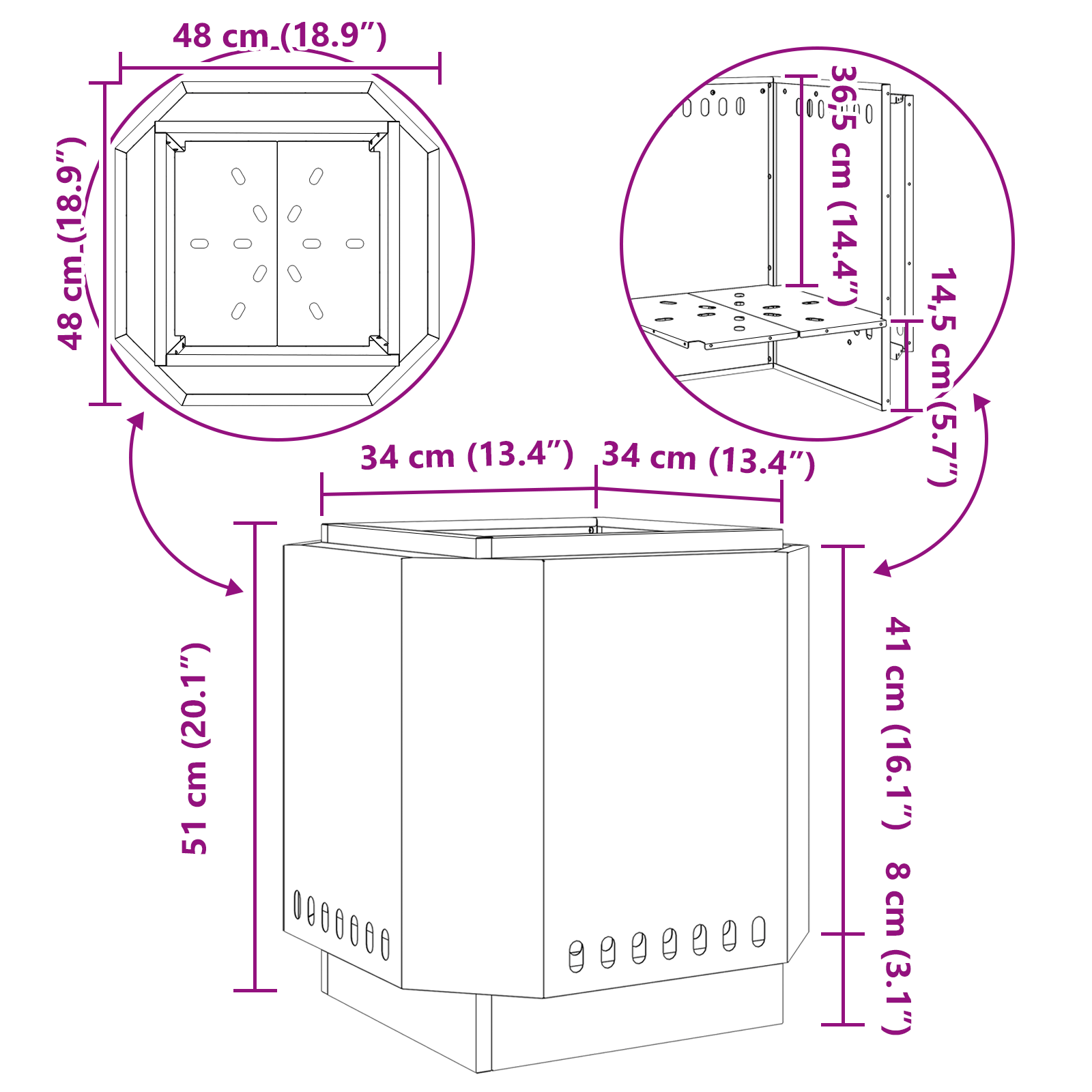 Smokeless Fire Pit Black 48x48x51 cm Steel - Image 9