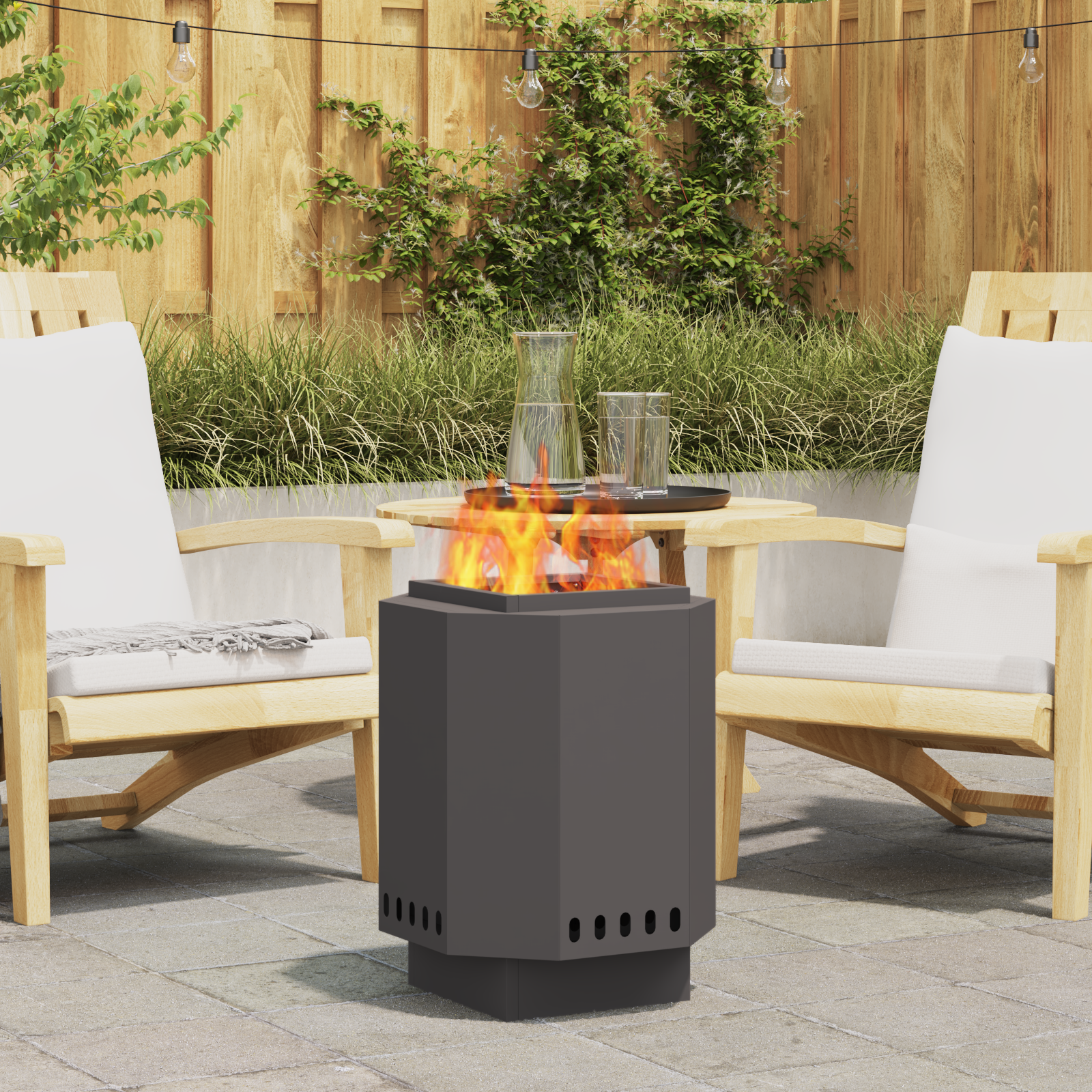 Smokeless Fire Pit Black 38x38x51 cm Steel