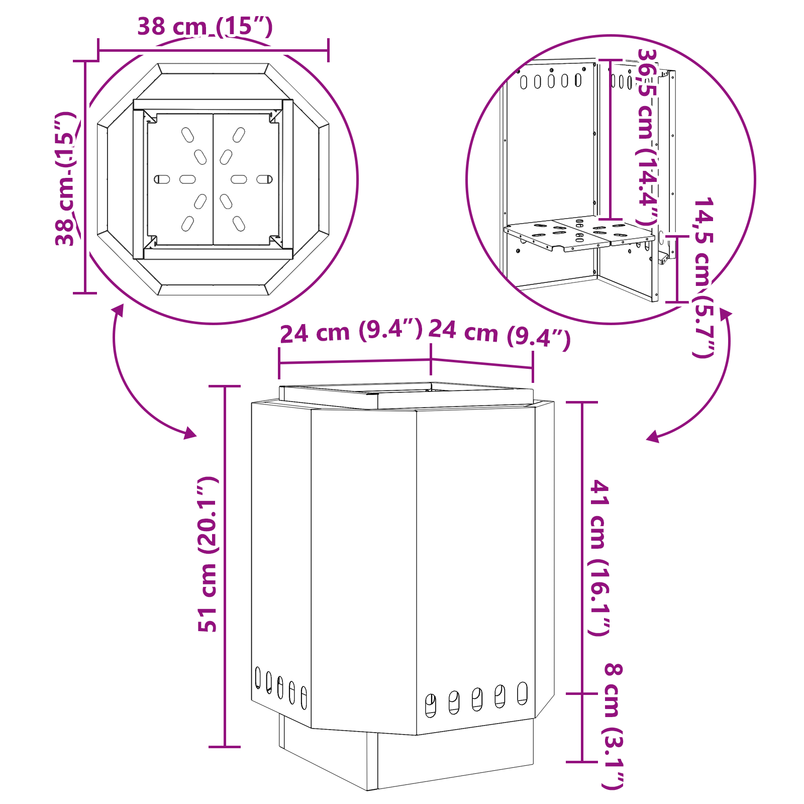 Smokeless Fire Pit Black 38x38x51 cm Steel - Image 10