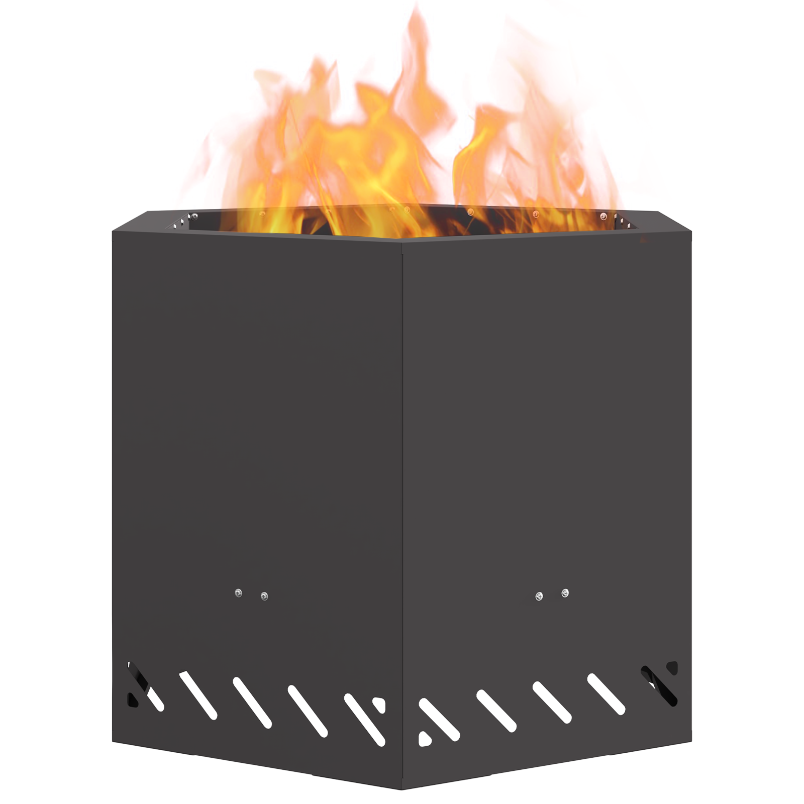 Thumbnail - vidaXL Feuerstelle Rauchfrei Sechseckig Schwarz 58x58x51 cm Stahl