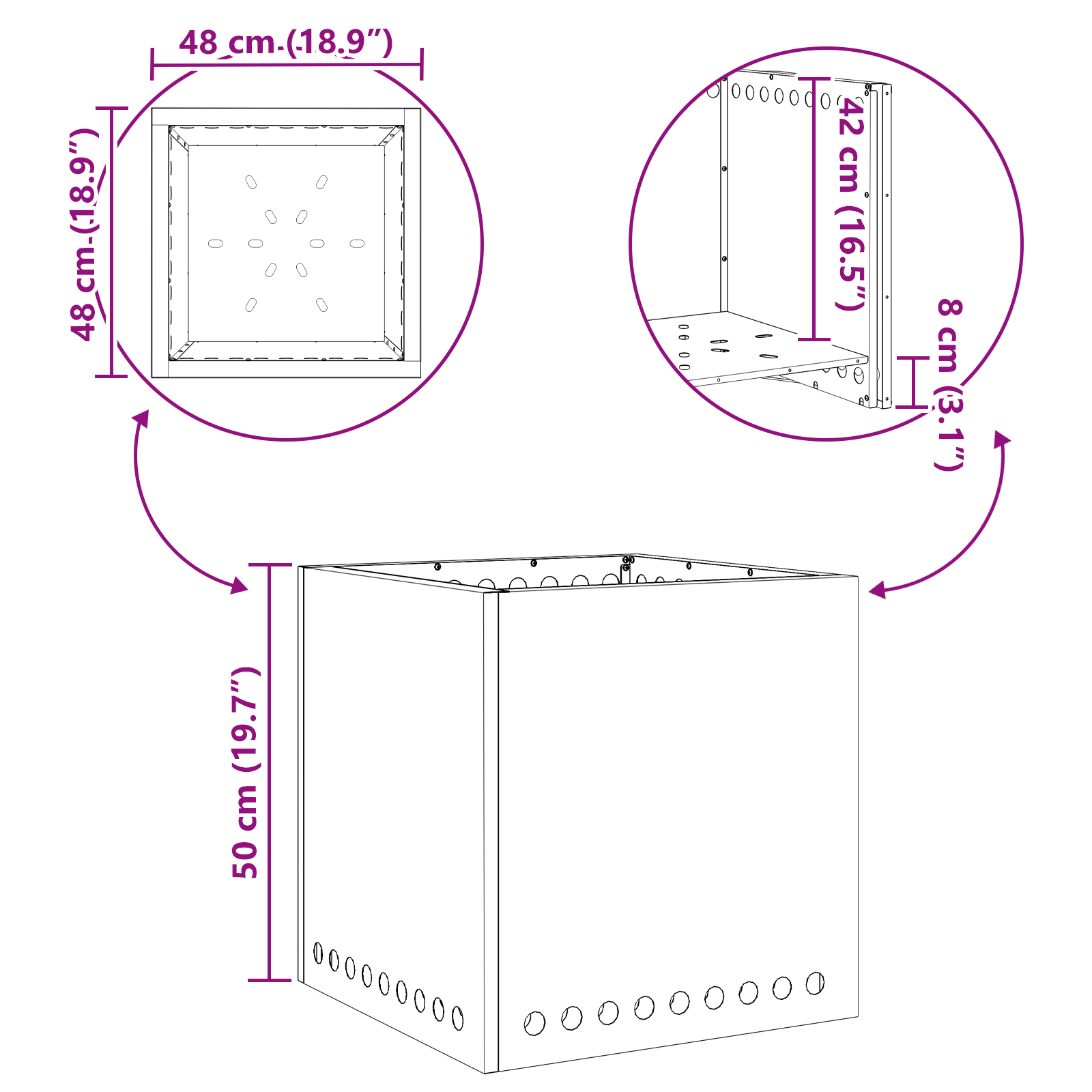 Smokeless Fire Pit Square Black 48x48x50 cm Steel - Image 10