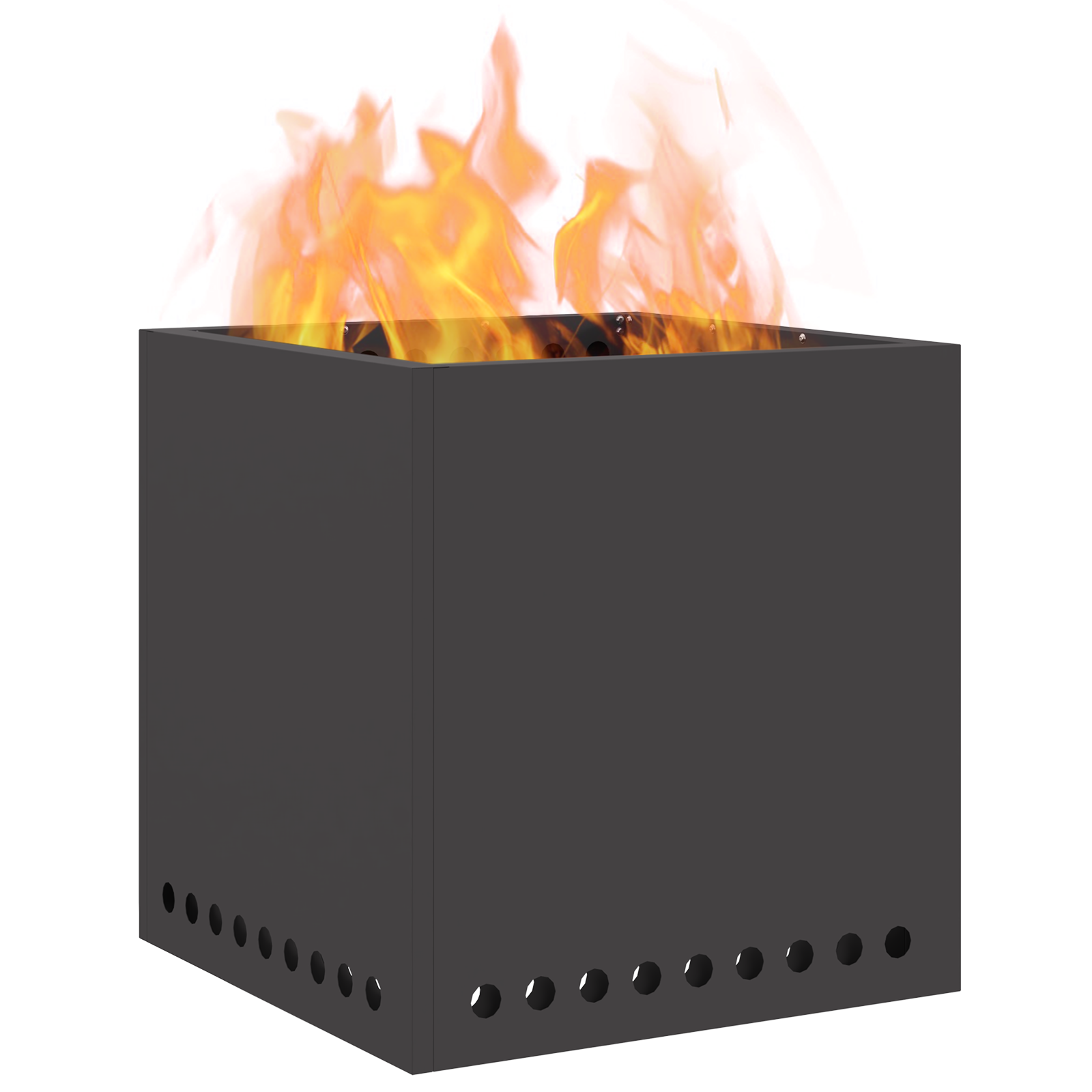Smokeless Fire Pit Square Black 48x48x50 cm Steel - Image 3