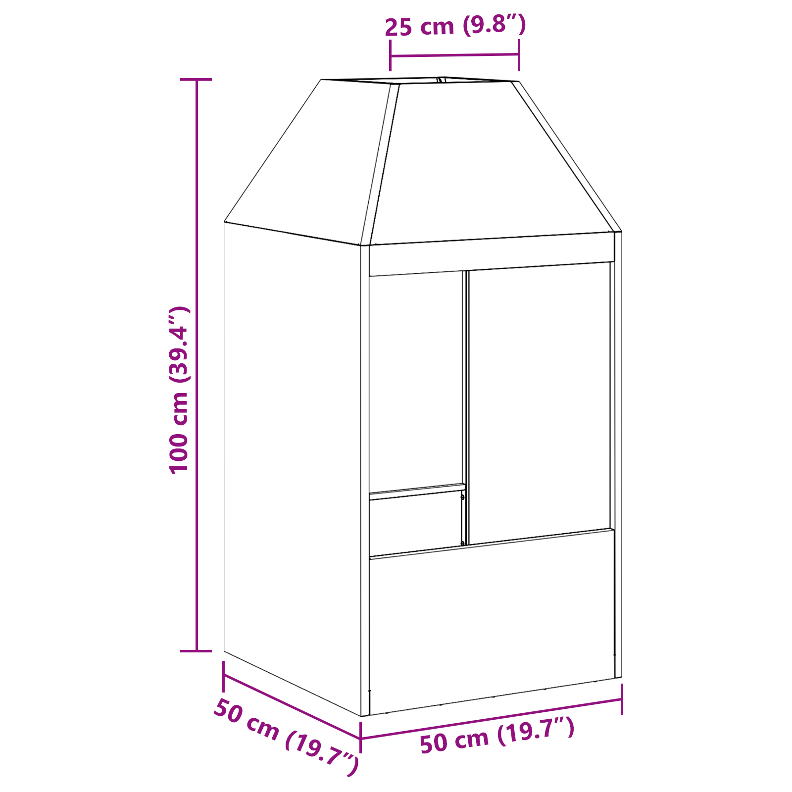 Fire Pit Black 50x50x100 cm Steel - Image 10