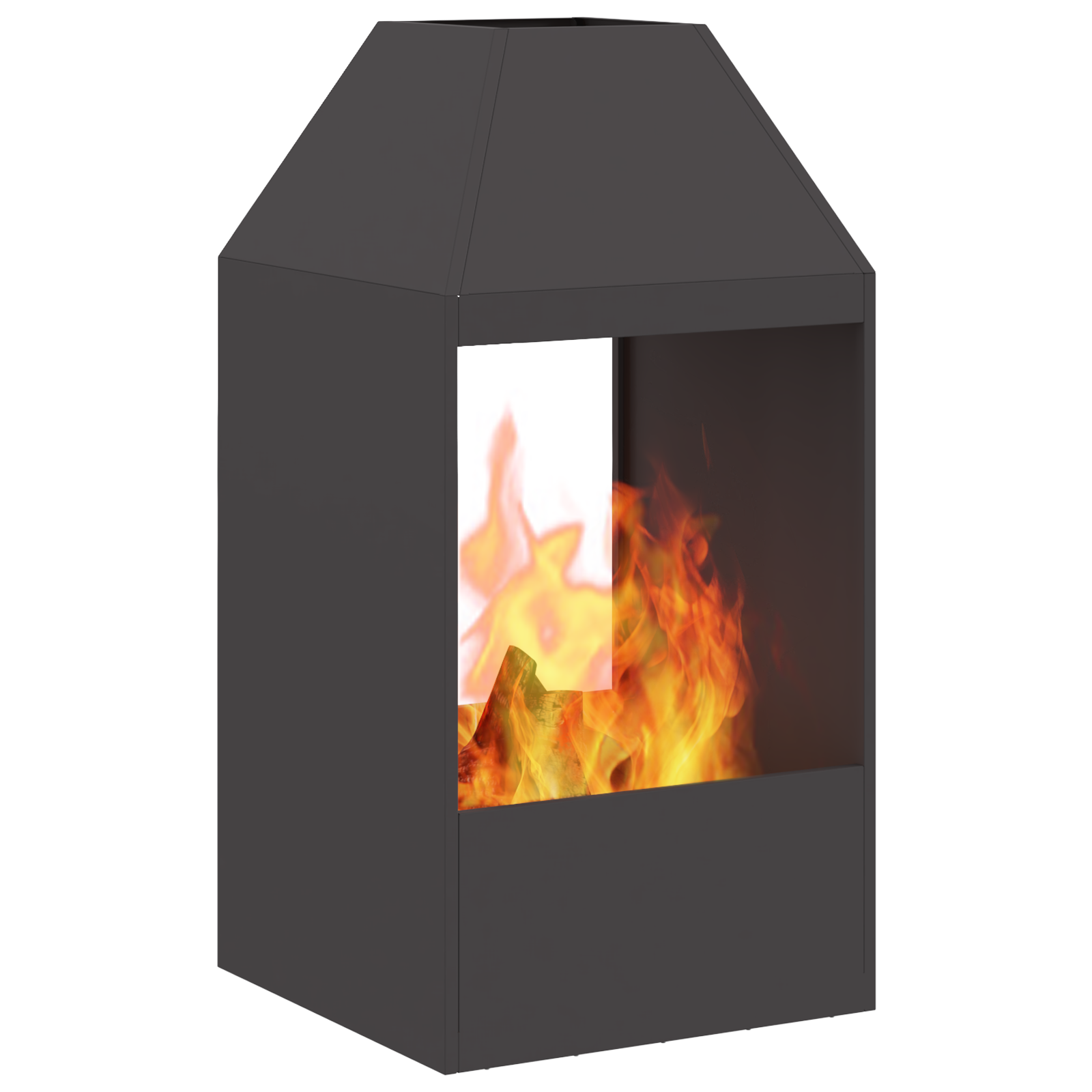 Fire Pit Black 50x50x100 cm Steel - Image 3