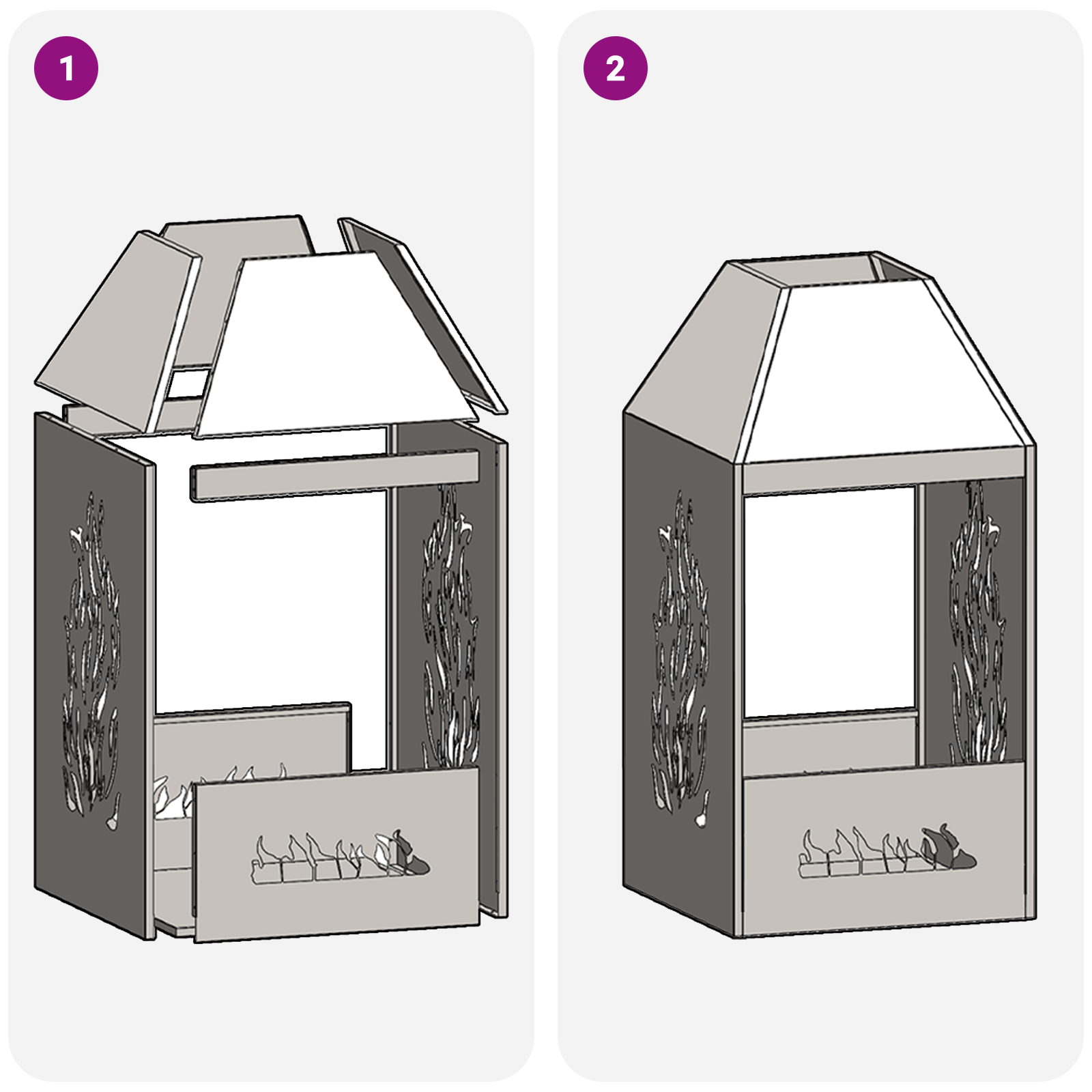 Fire Pit Black 50x50x100 cm Steel - Image 9