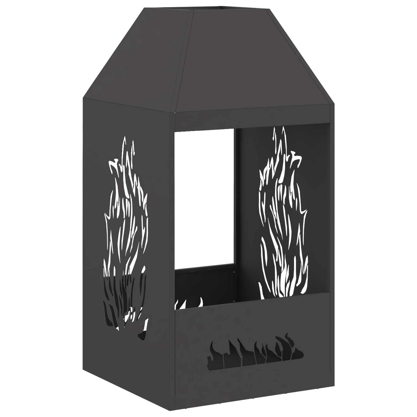 Fire Pit Black 50x50x100 cm Steel - Image 2