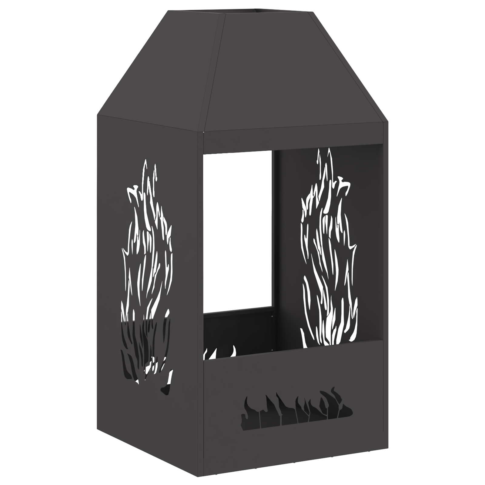 Fire Pit Black 50x50x100 cm Steel - Image 4