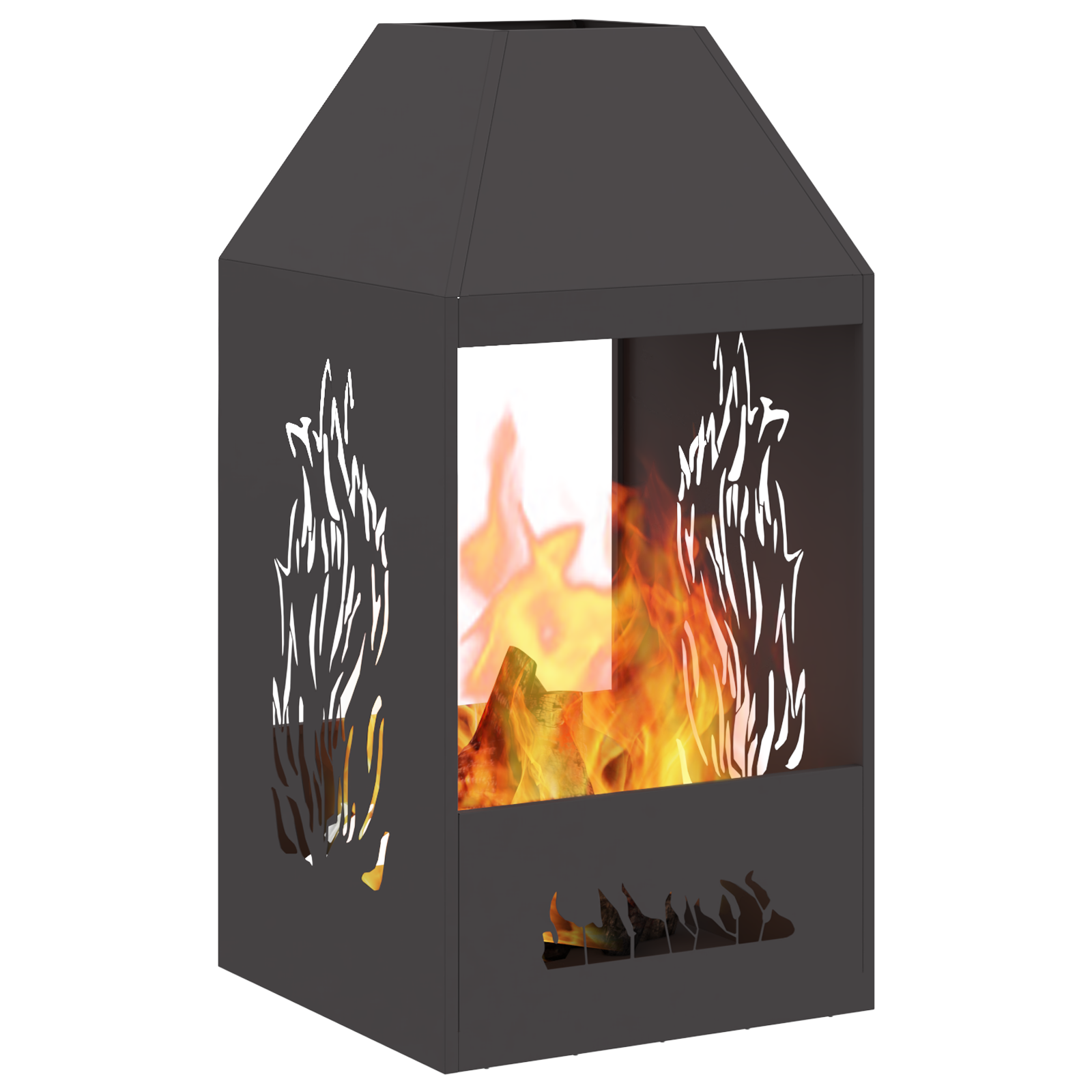 Fire Pit Black 50x50x100 cm Steel - Image 3