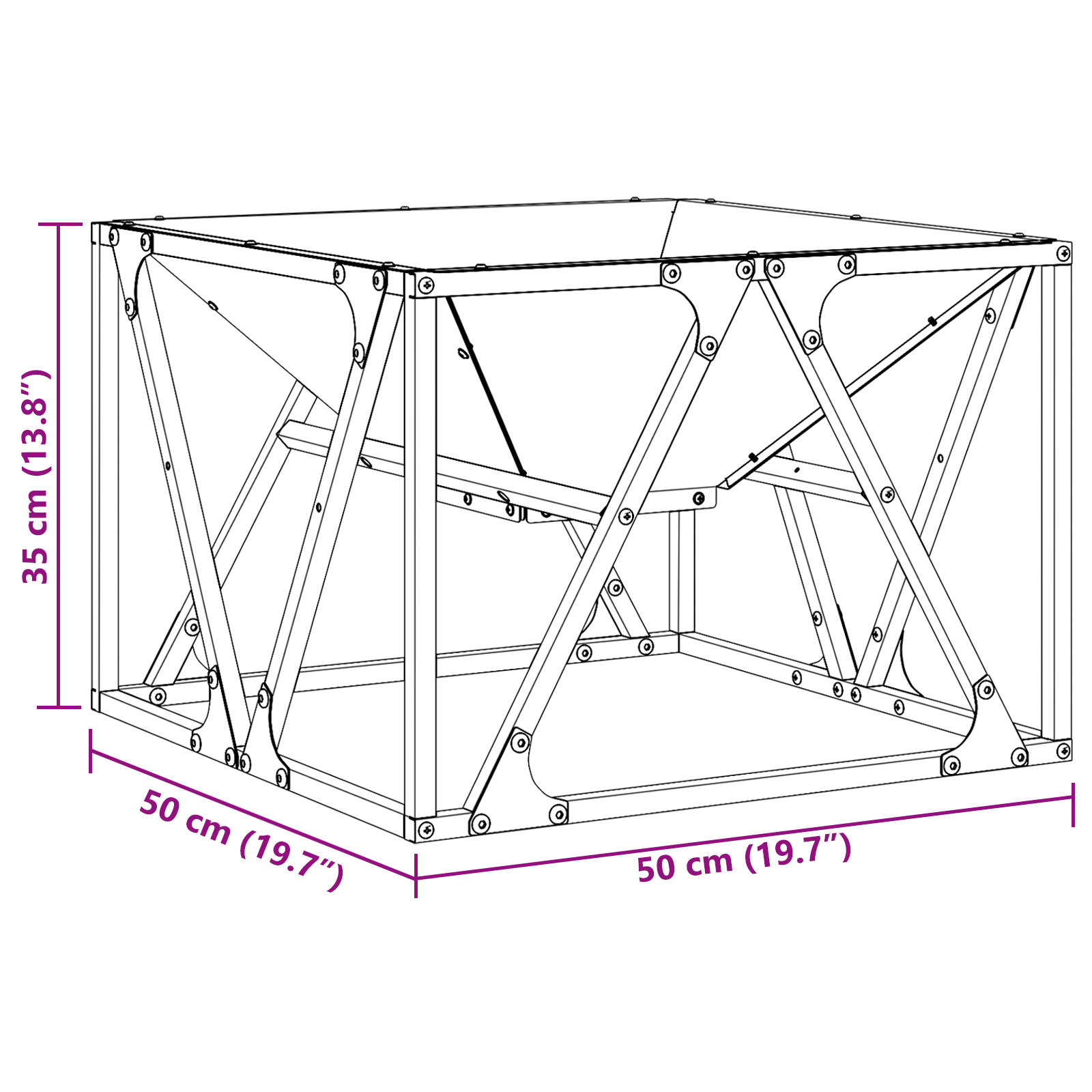 Fire Pit Square Black 50x50x35 cm Steel - Image 10
