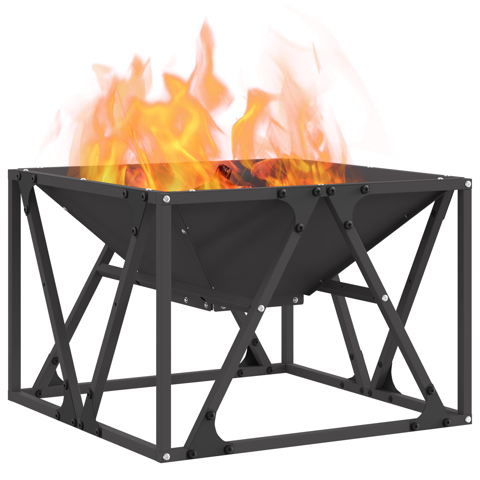 Fire Pit Square Black 50x50x35 cm Steel - Image 3