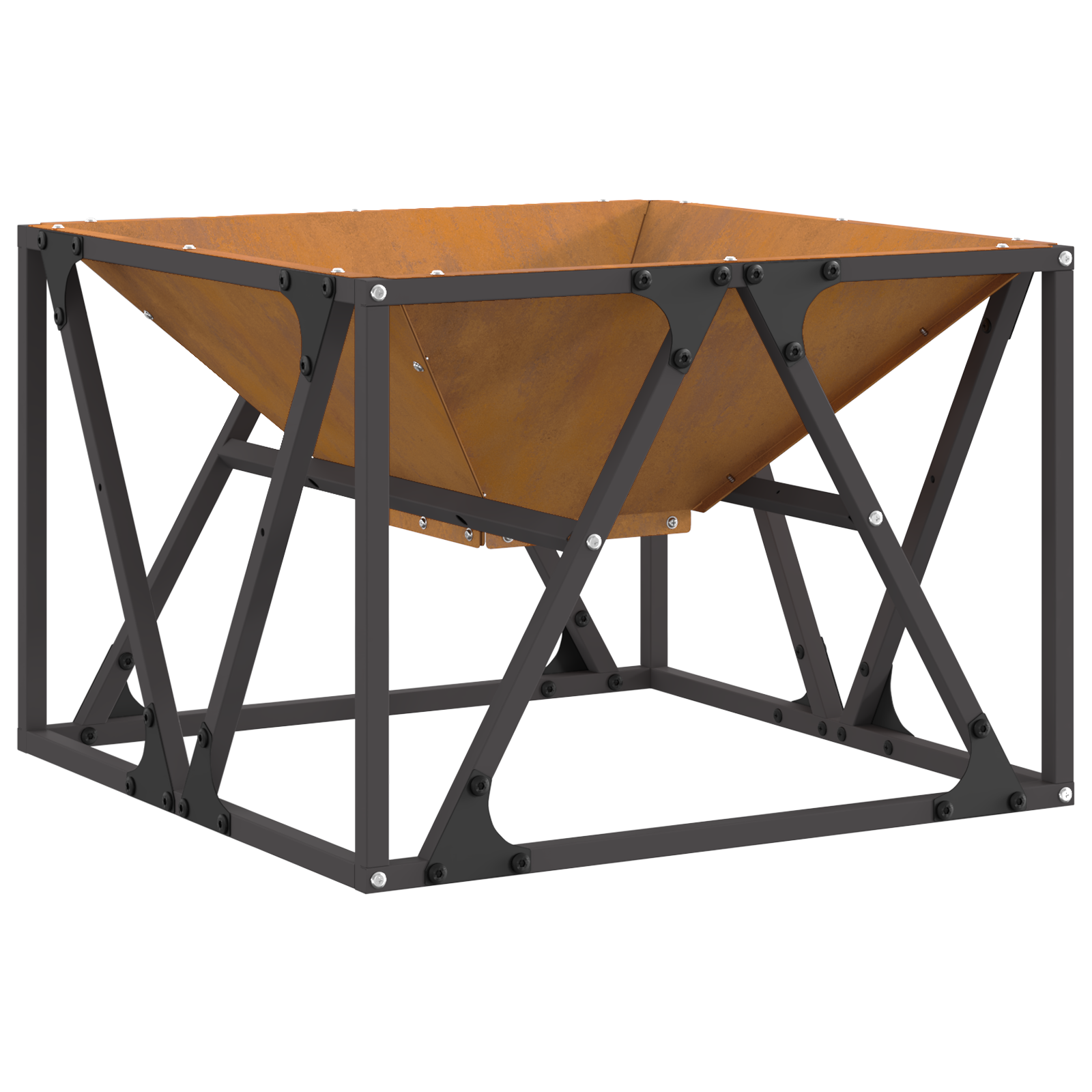 Fire Pit Square 50x50x35 cm Weathering Steel - Image 2