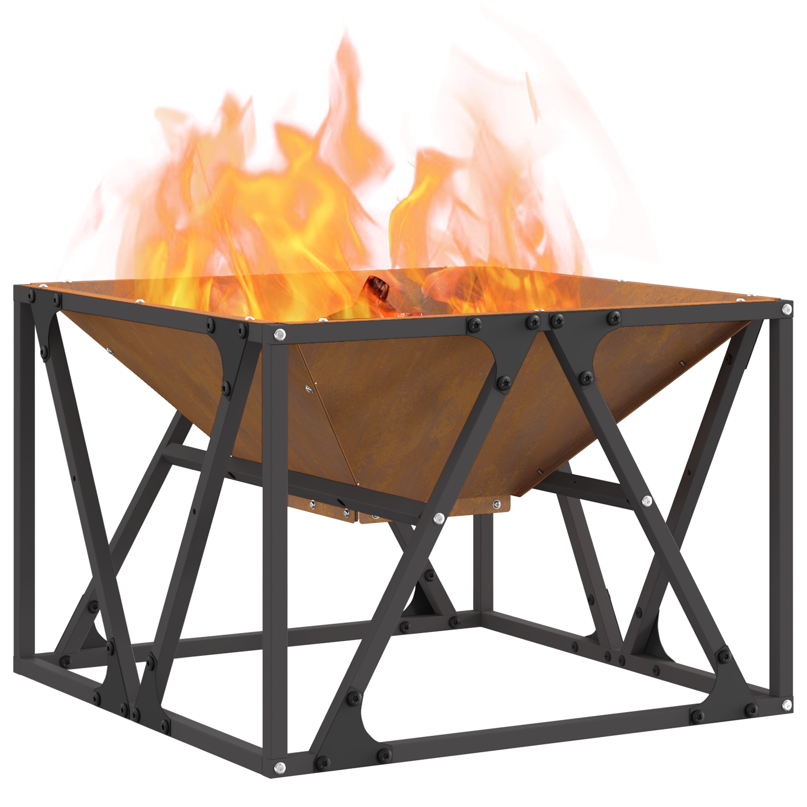 Fire Pit Square 50x50x35 cm Weathering Steel - Image 3