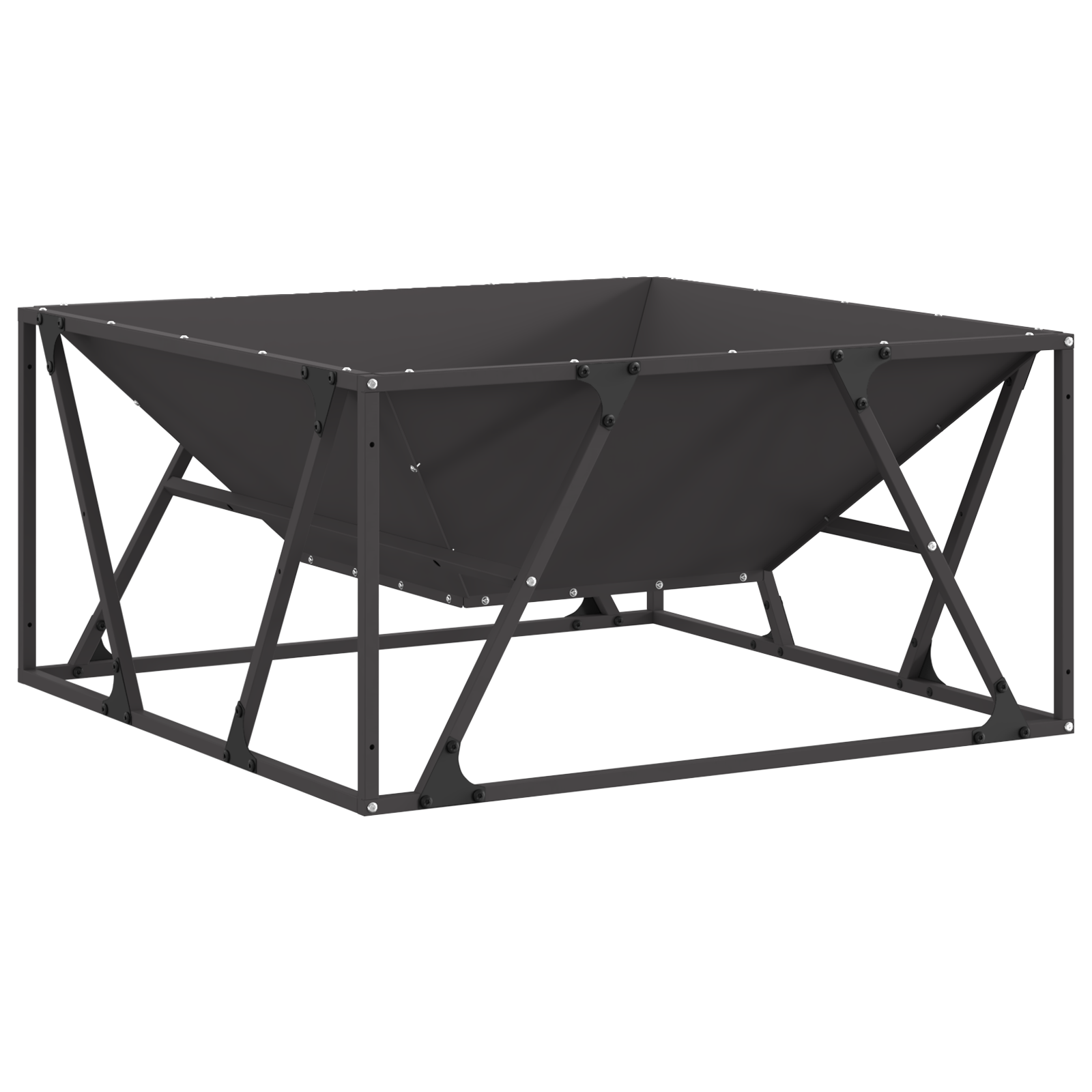 Fire Pit Square Black 80x80x40 cm Steel - Image 2