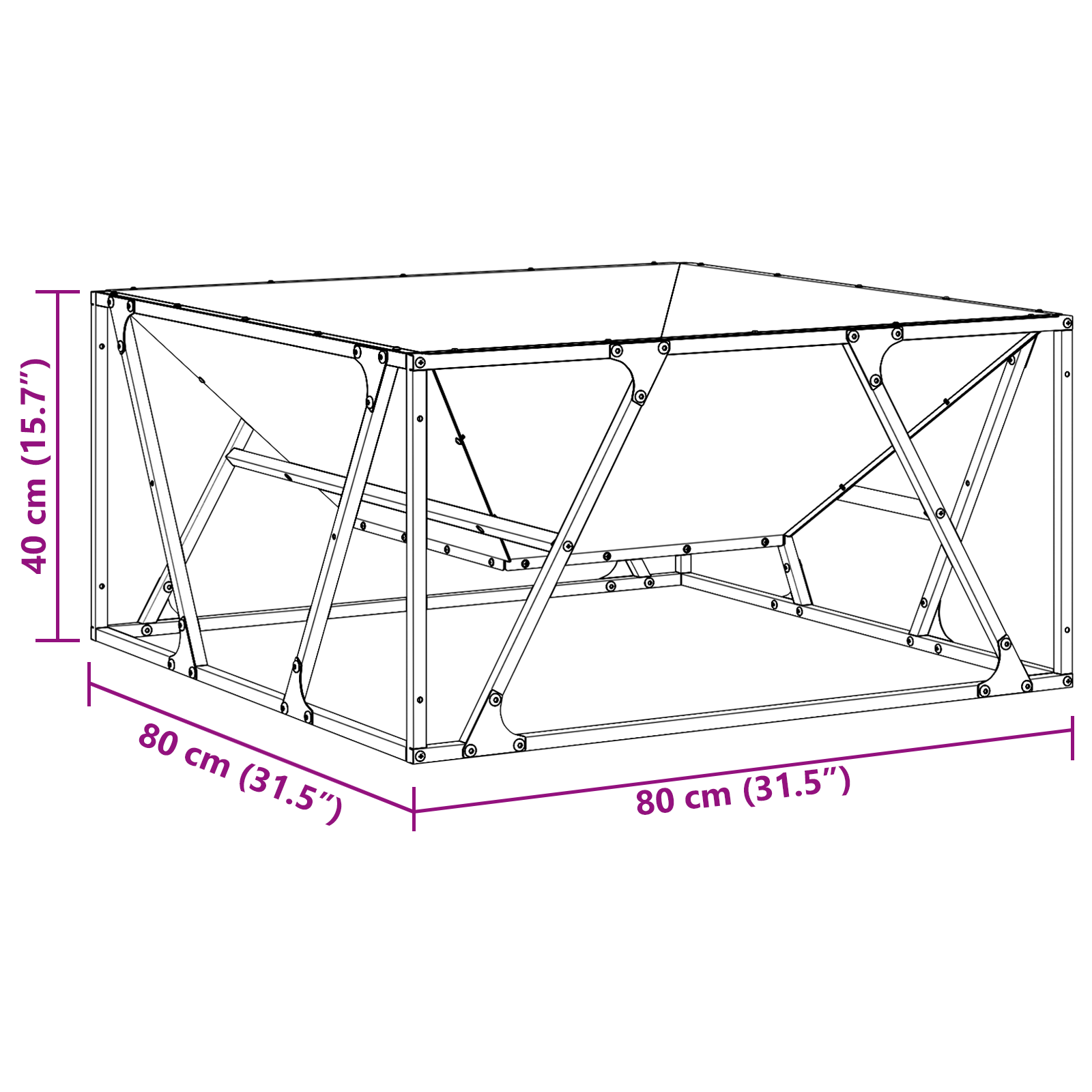 Fire Pit Square Black 80x80x40 cm Steel - Image 10