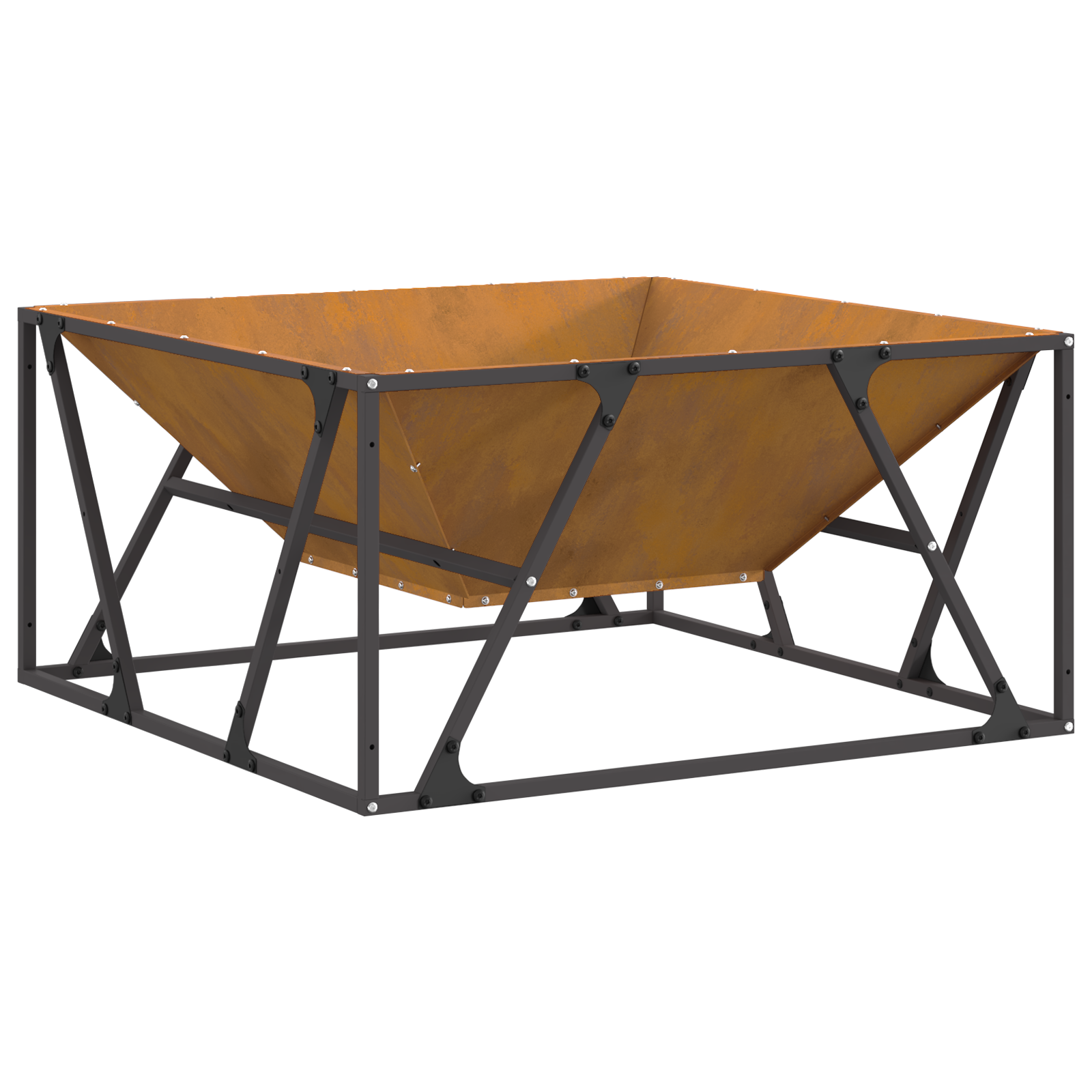Fire Pit Square 80x80x40 cm Weathering Steel - Image 2