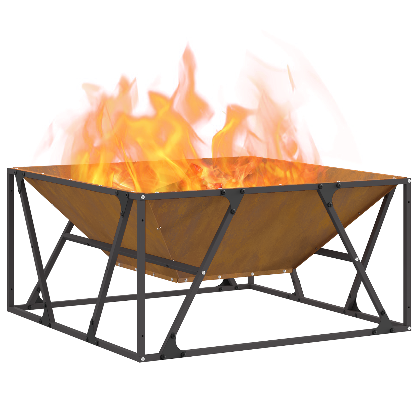 Fire Pit Square 80x80x40 cm Weathering Steel - Image 3