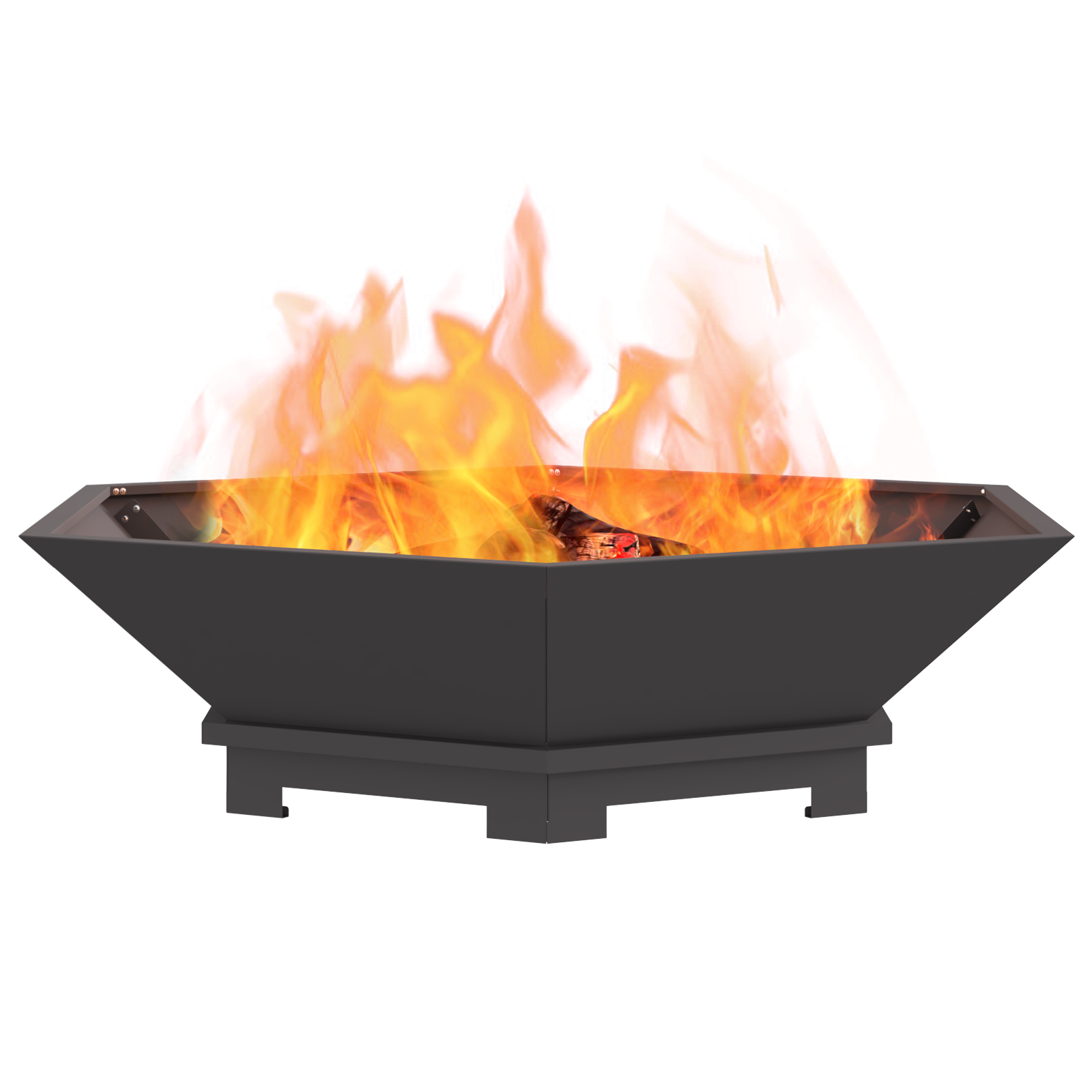 Fire Pit Hexagonal Black 100x100x28 cm Steel - Image 3