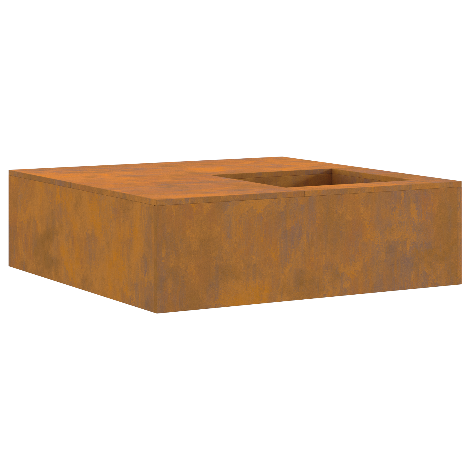 Fire Pit with Log Storage 100x100x30 cm Weathering Steel - Image 5
