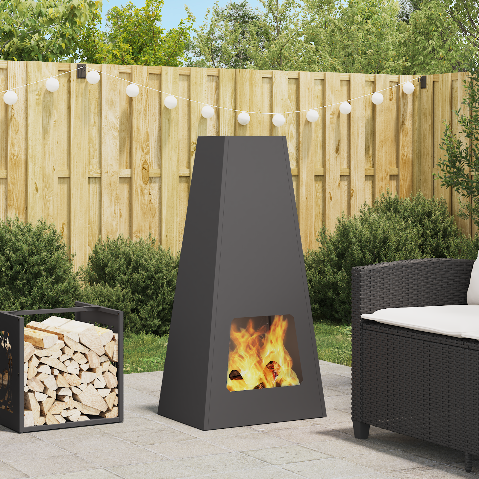 Fire Pit Black 50x35x100 cm Steel