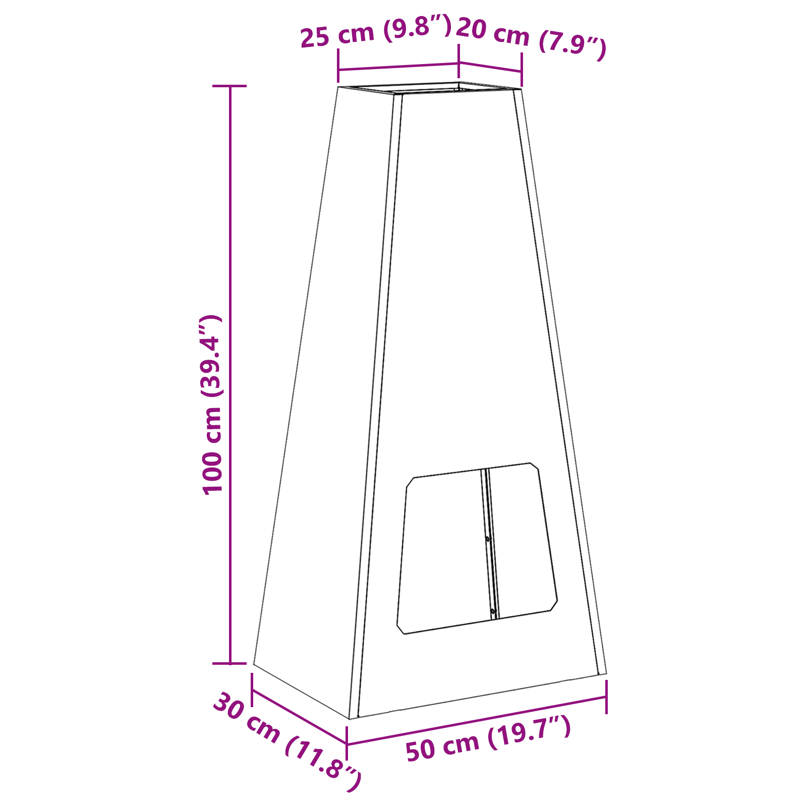Fire Pit Black 50x35x100 cm Steel - Image 8