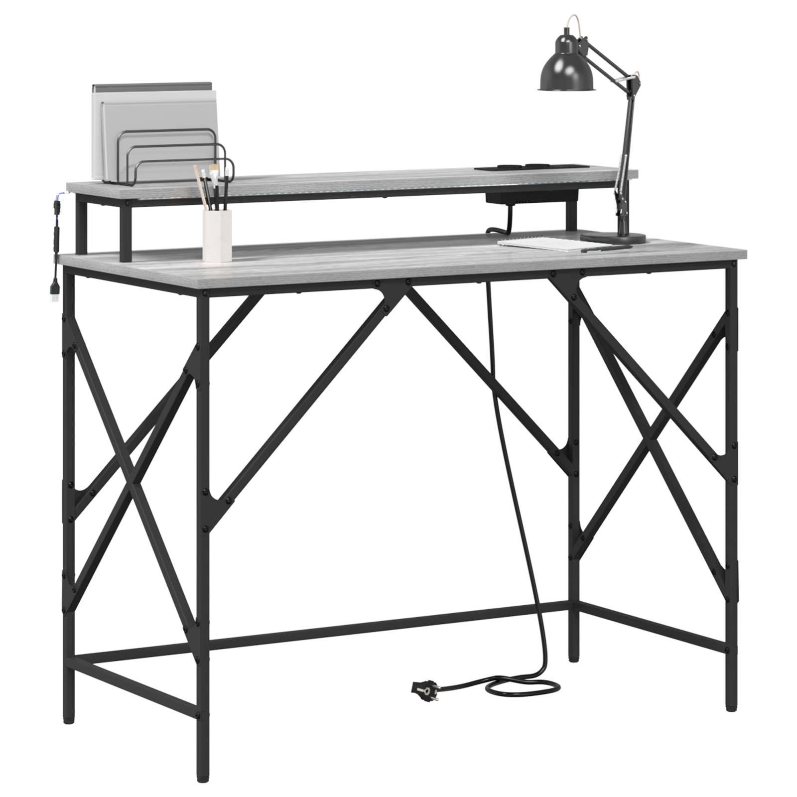 Thumbnail - vidaXL Schreibtisch Grau Sonoma 100 x 50 x 86.5 cm Holzwerkstoff