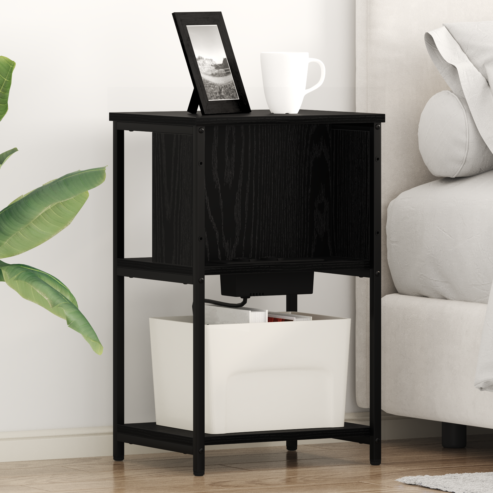 vidaXL Dulap de noapte 2 pcs Stejar negru 38 x 31 x 61 cm