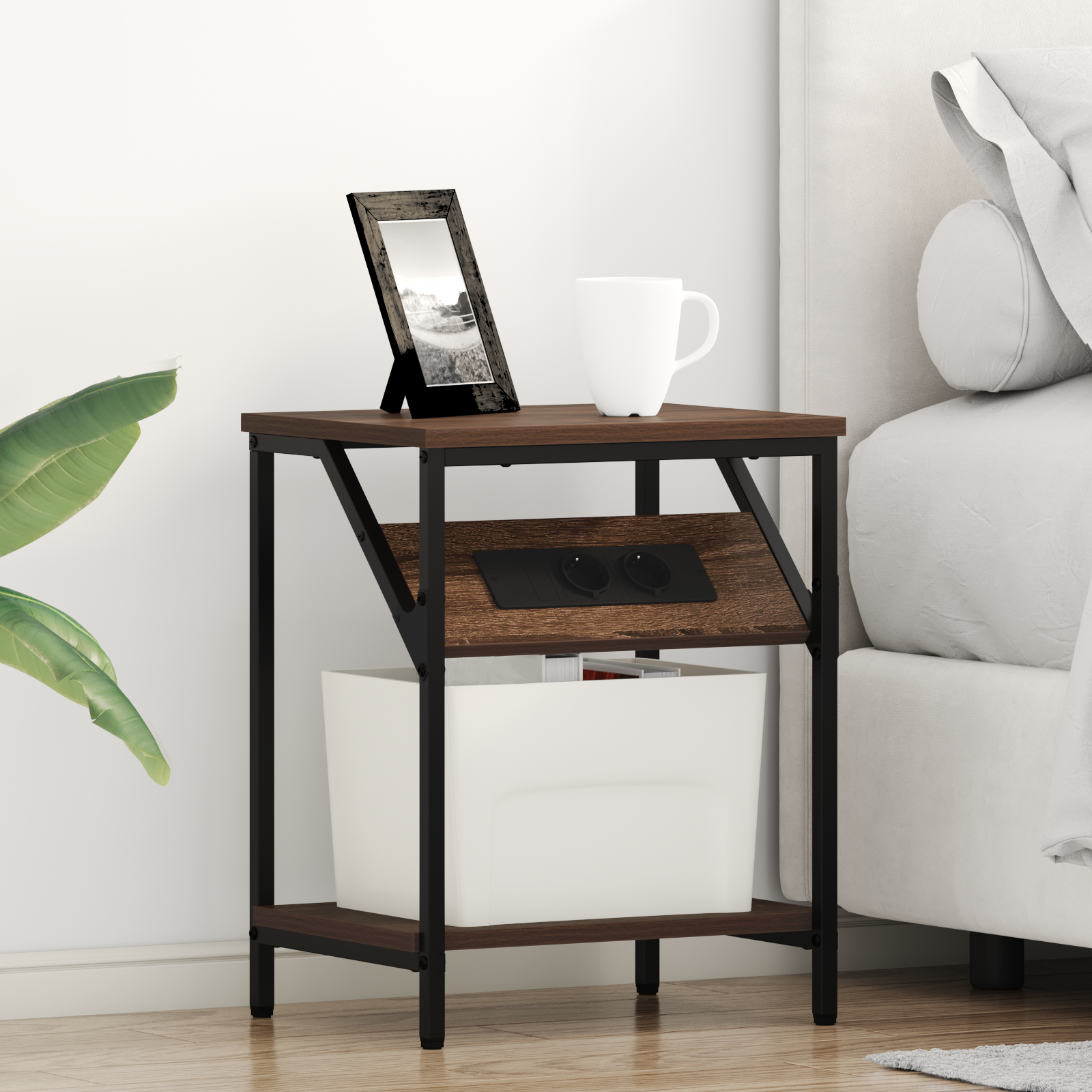 vidaXL Noptiere 2 pcs Stejar brun 38 x 30 x 48 cm Lemn compozit