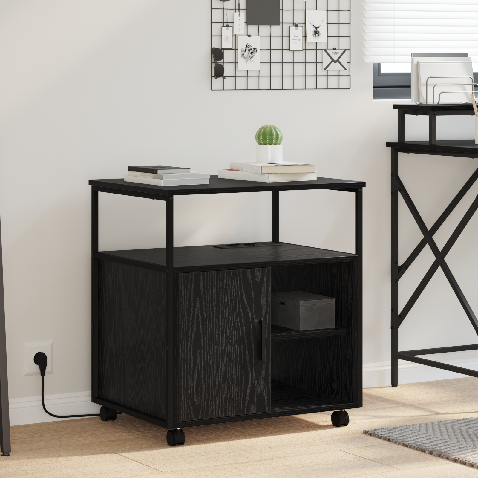 vidaXL Dulap de birou Stejar negru 61 x 46 x 67 cm Lemn compozit