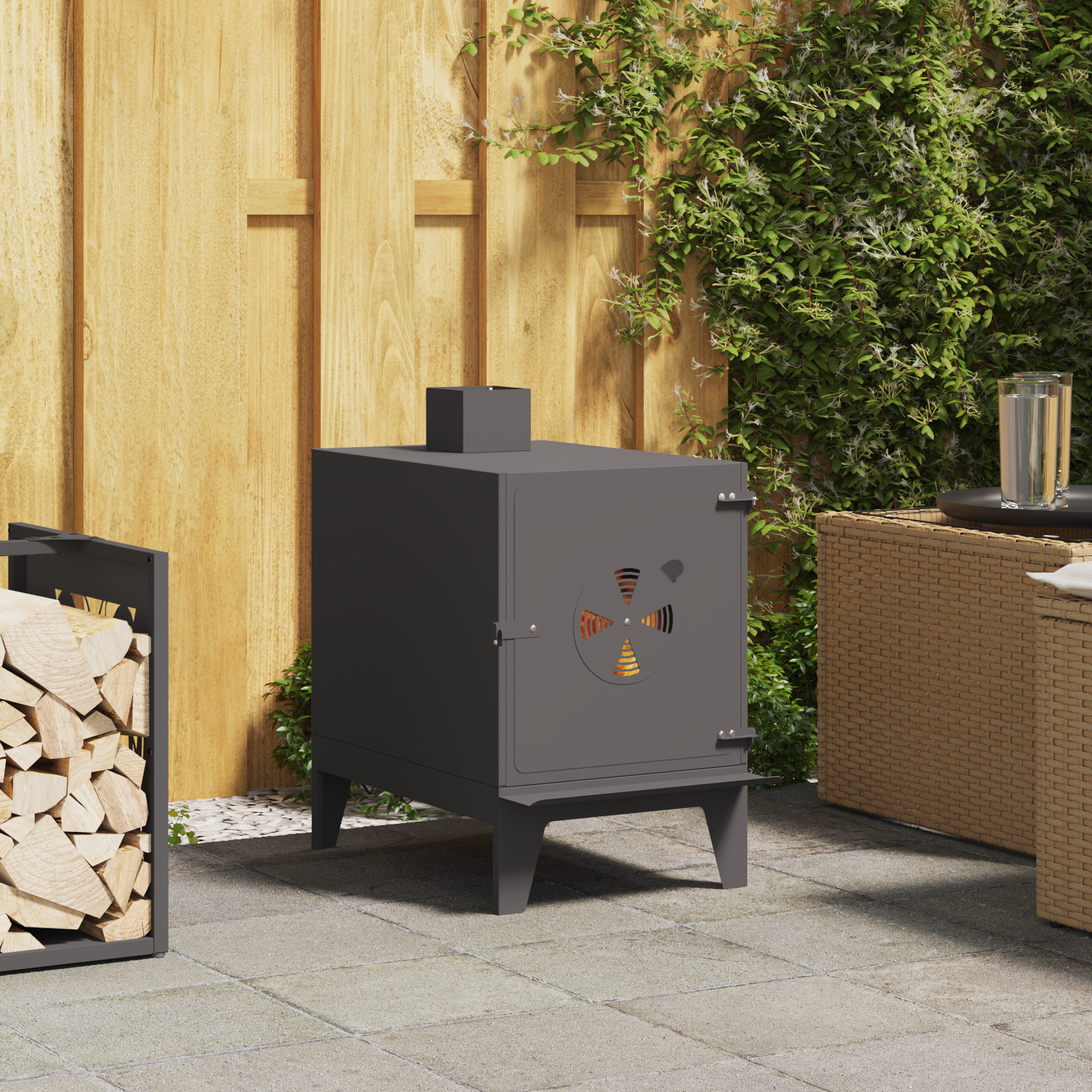 vidaXL Aragaz pentru camping Negru 35 x 50 x 60 cm Oțel